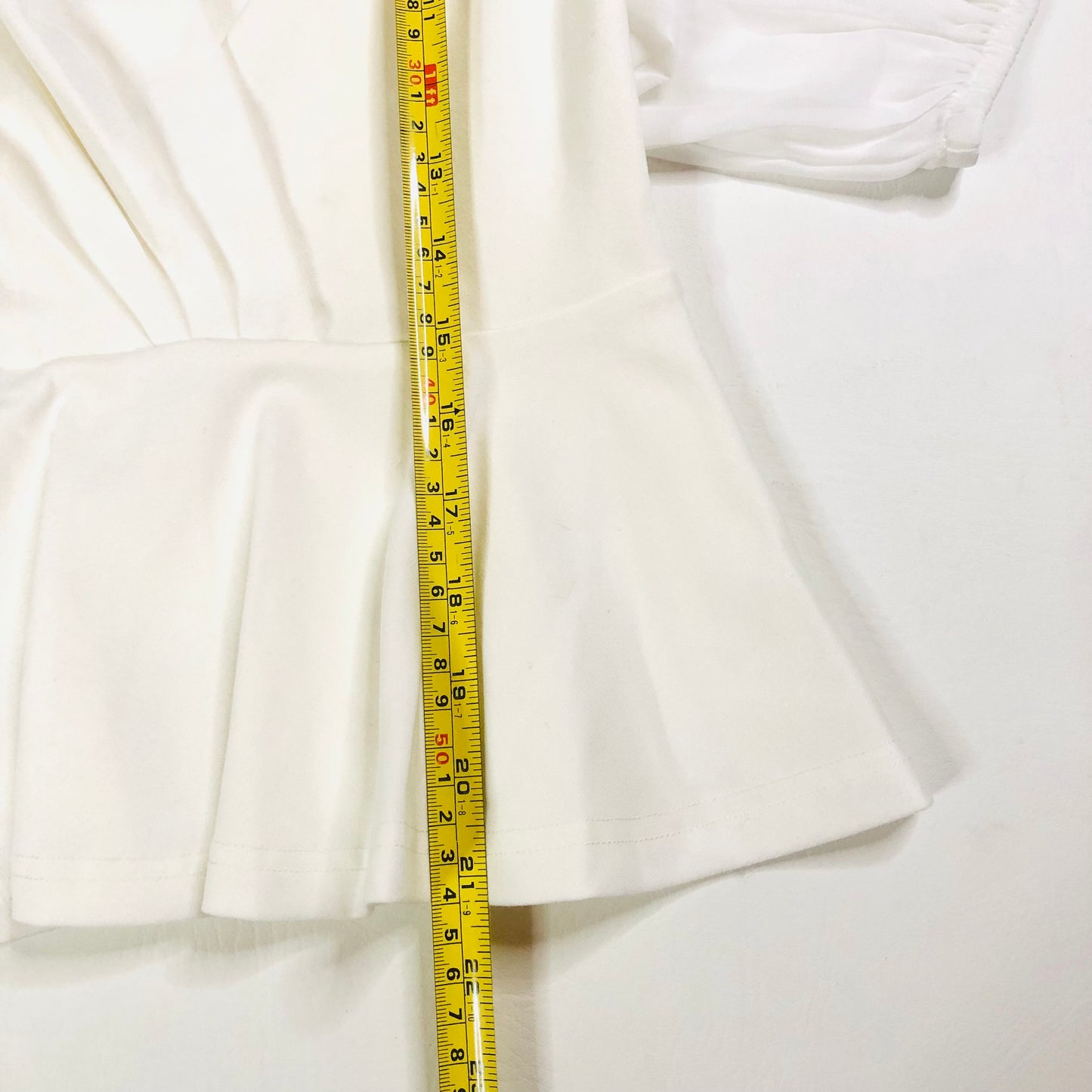 Coast Ivory White Peplum Blouse Top With Sheer Chiffon Balloon Sleeve Size 12