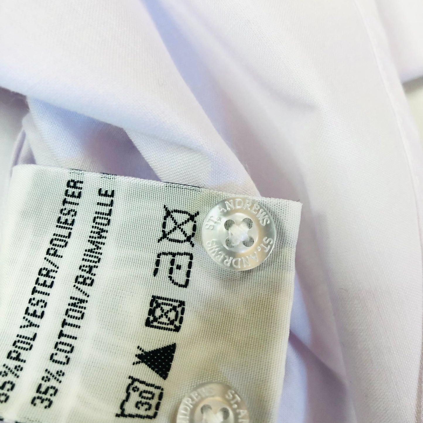 St Andrews White Polycotton Men’s Formal Long Sleeve Dress Shirt Size 17.5in