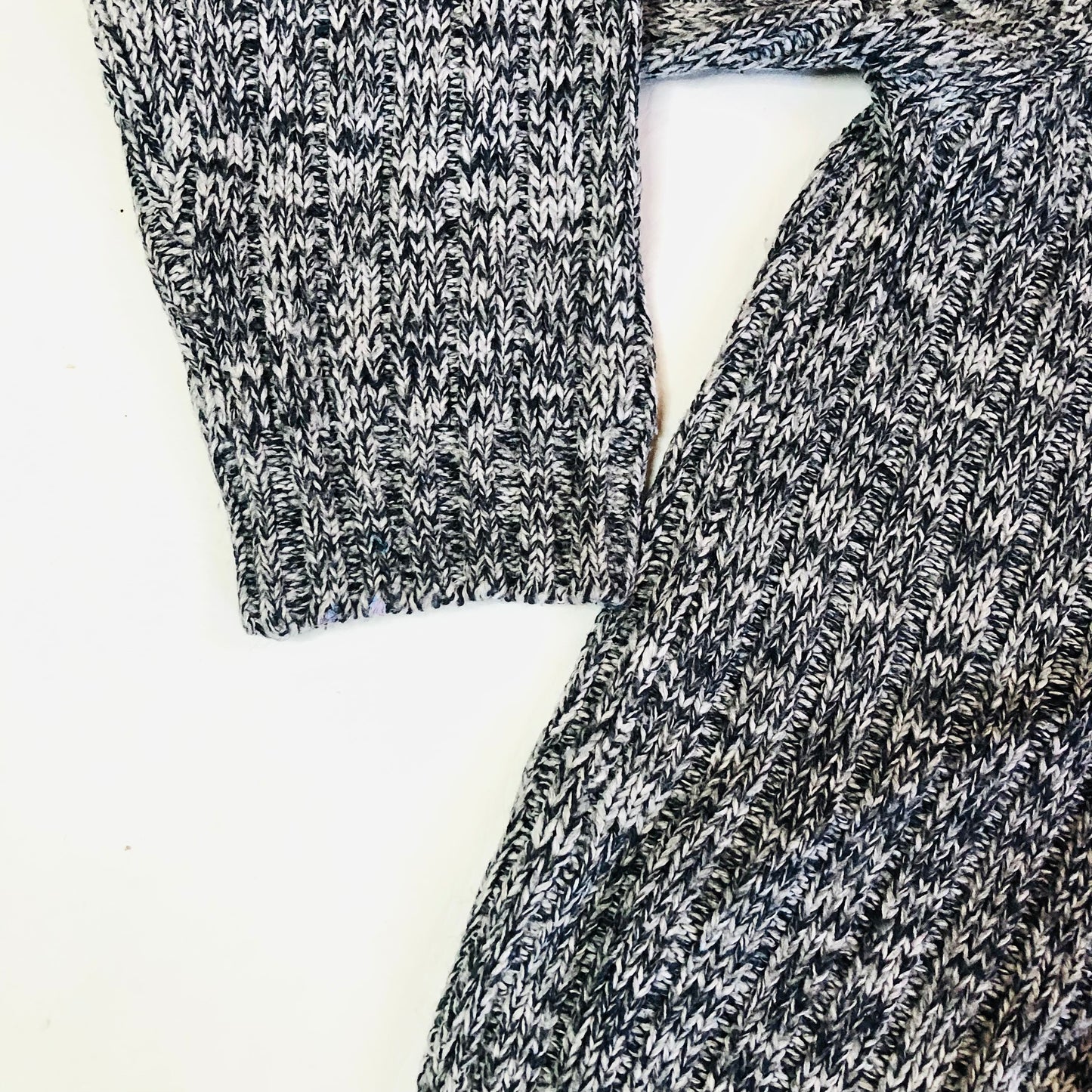 M&S Collection Grey Chunky Knit 1/4 Zip Mens Jumper Wool Blend Size XL