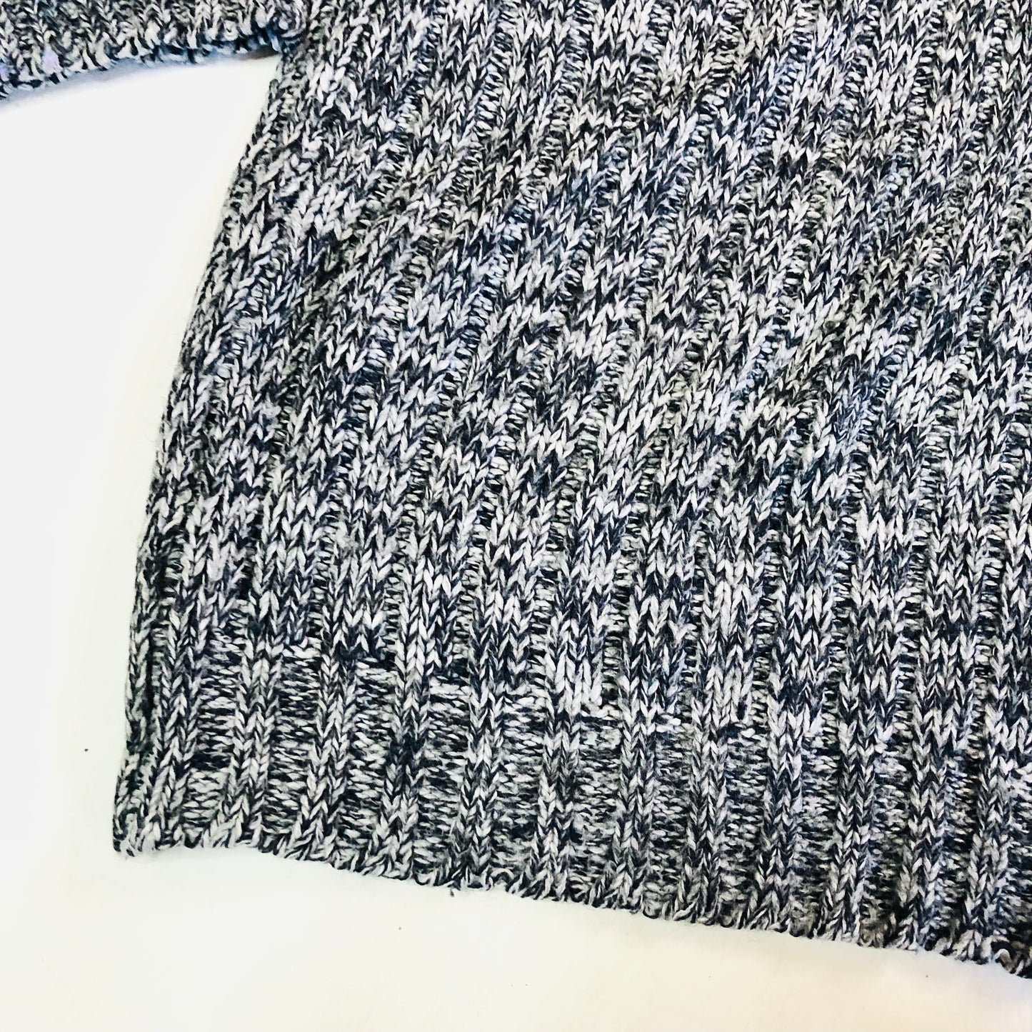 M&S Collection Grey Chunky Knit 1/4 Zip Mens Jumper Wool Blend Size XL
