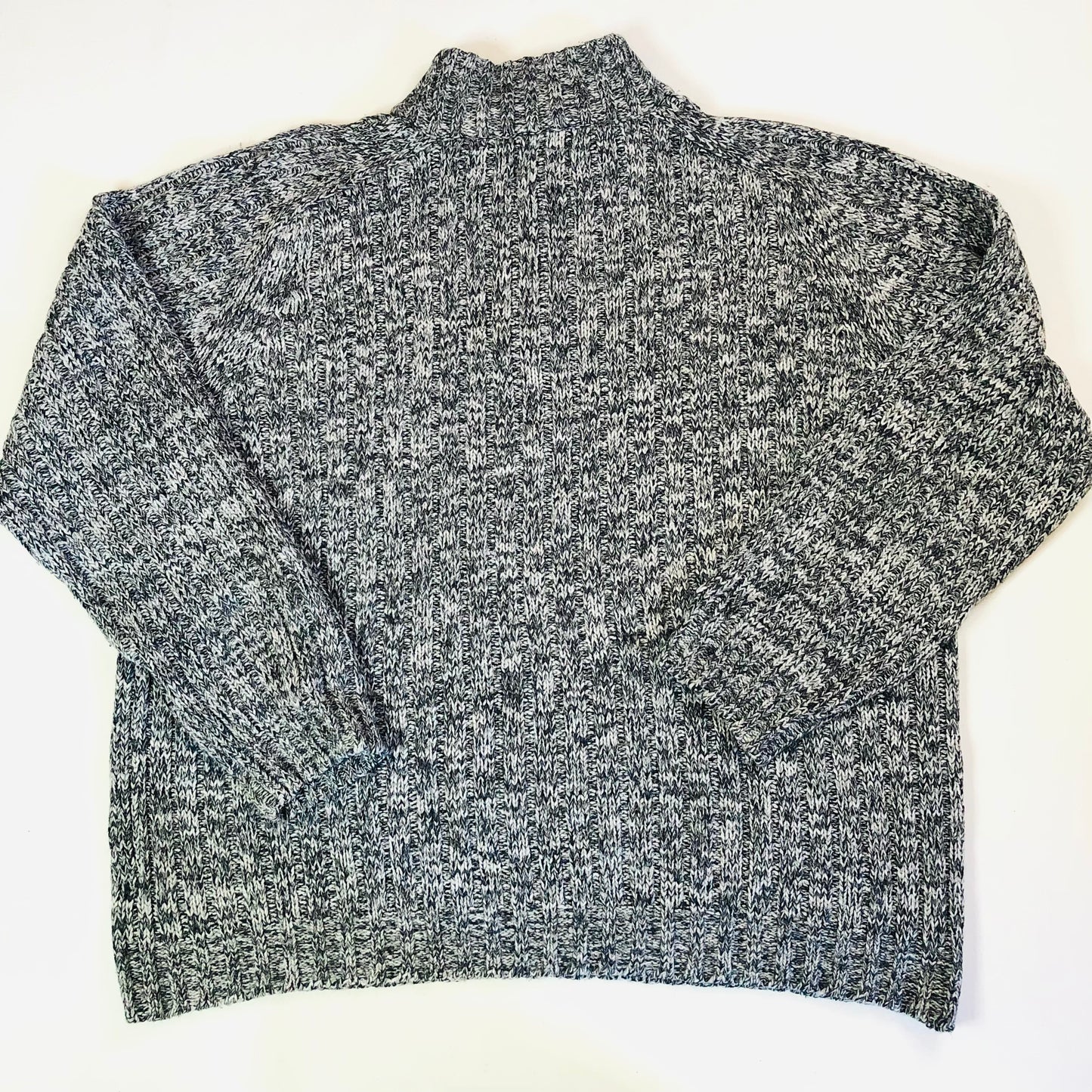 M&S Collection Grey Chunky Knit 1/4 Zip Mens Jumper Wool Blend Size XL