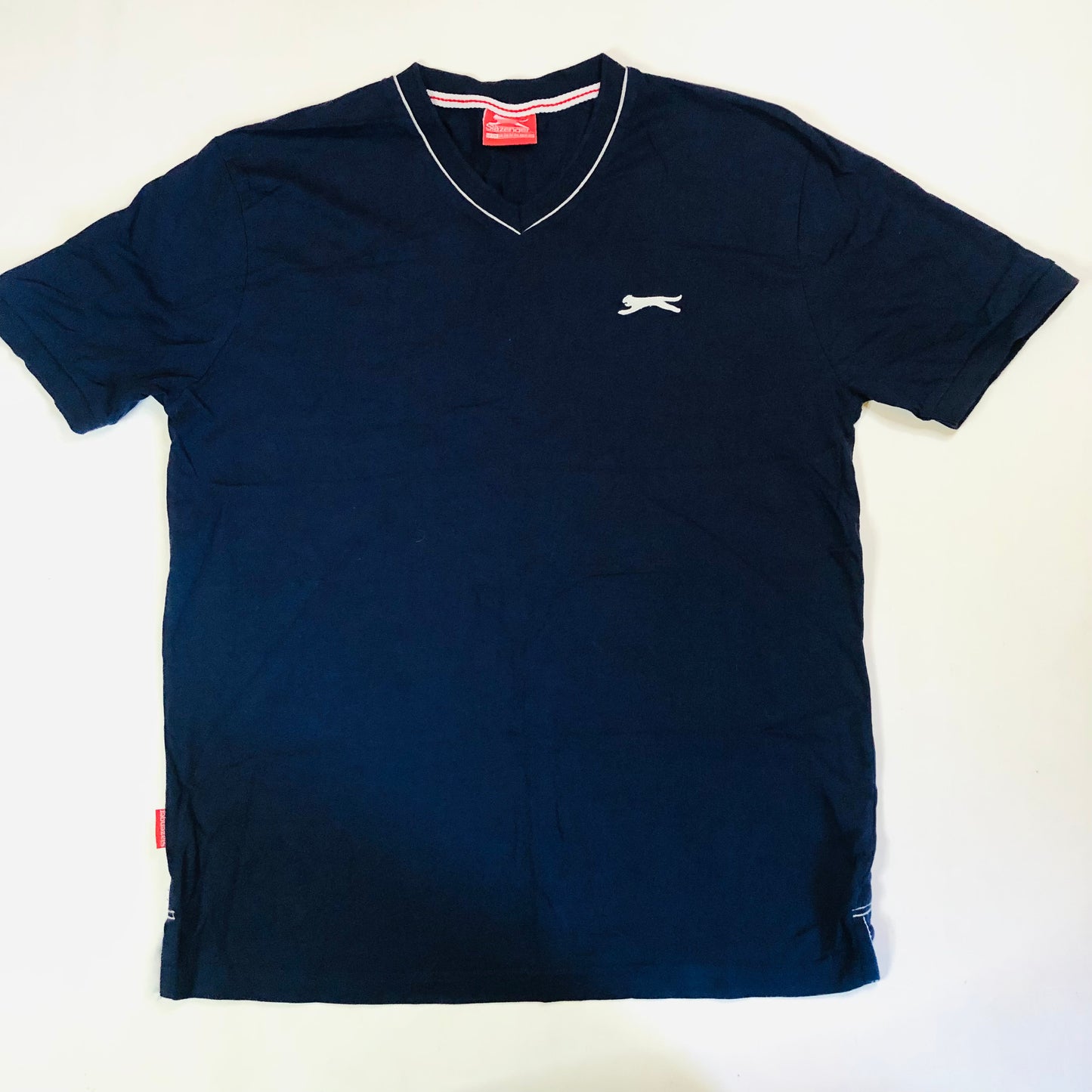 Slazenger Sportswear Men's Navy Blue V-Neck T-Shirt Size XXL 2XL Cotton