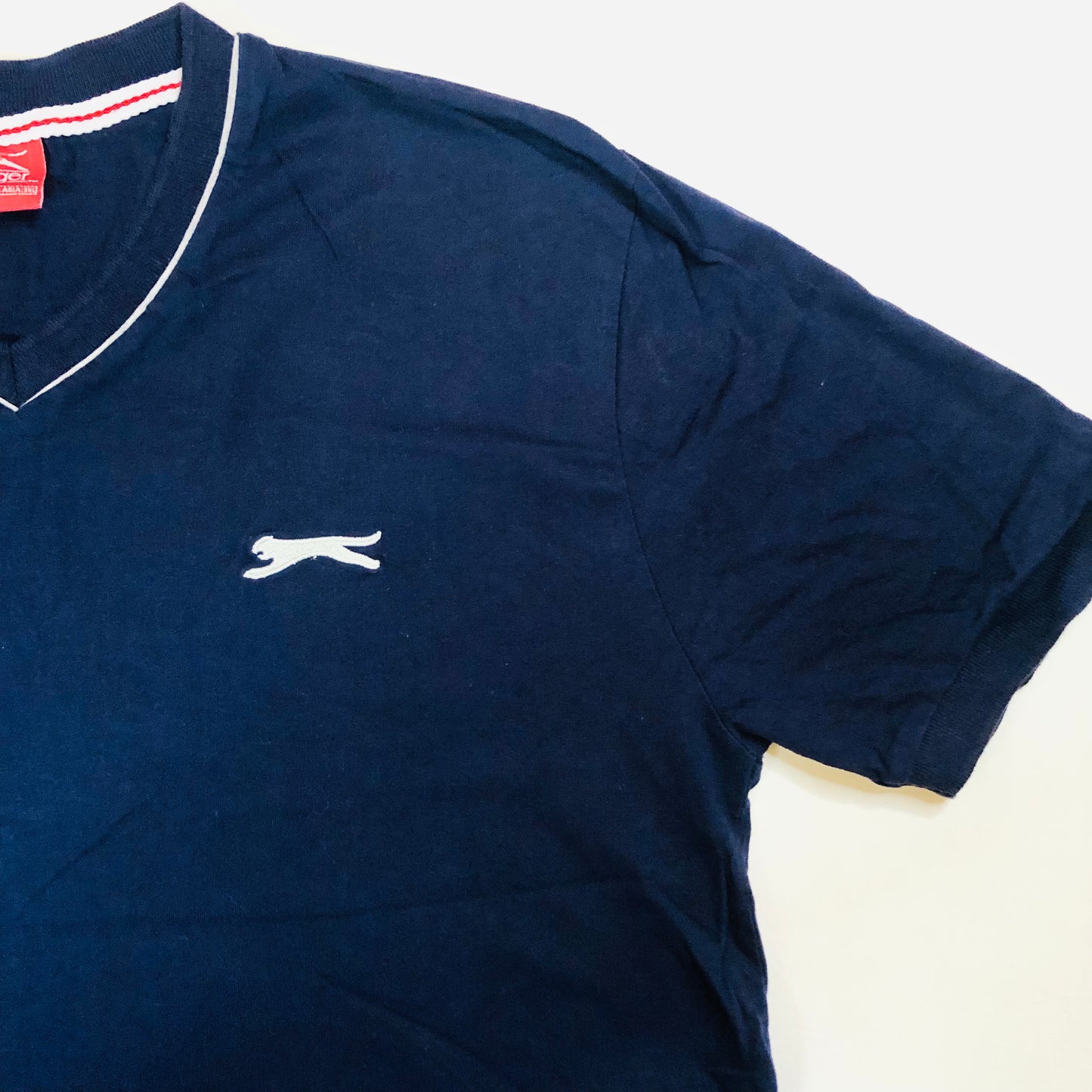 Slazenger Sportswear Men's Navy Blue V-Neck T-Shirt Size XXL 2XL Cotton