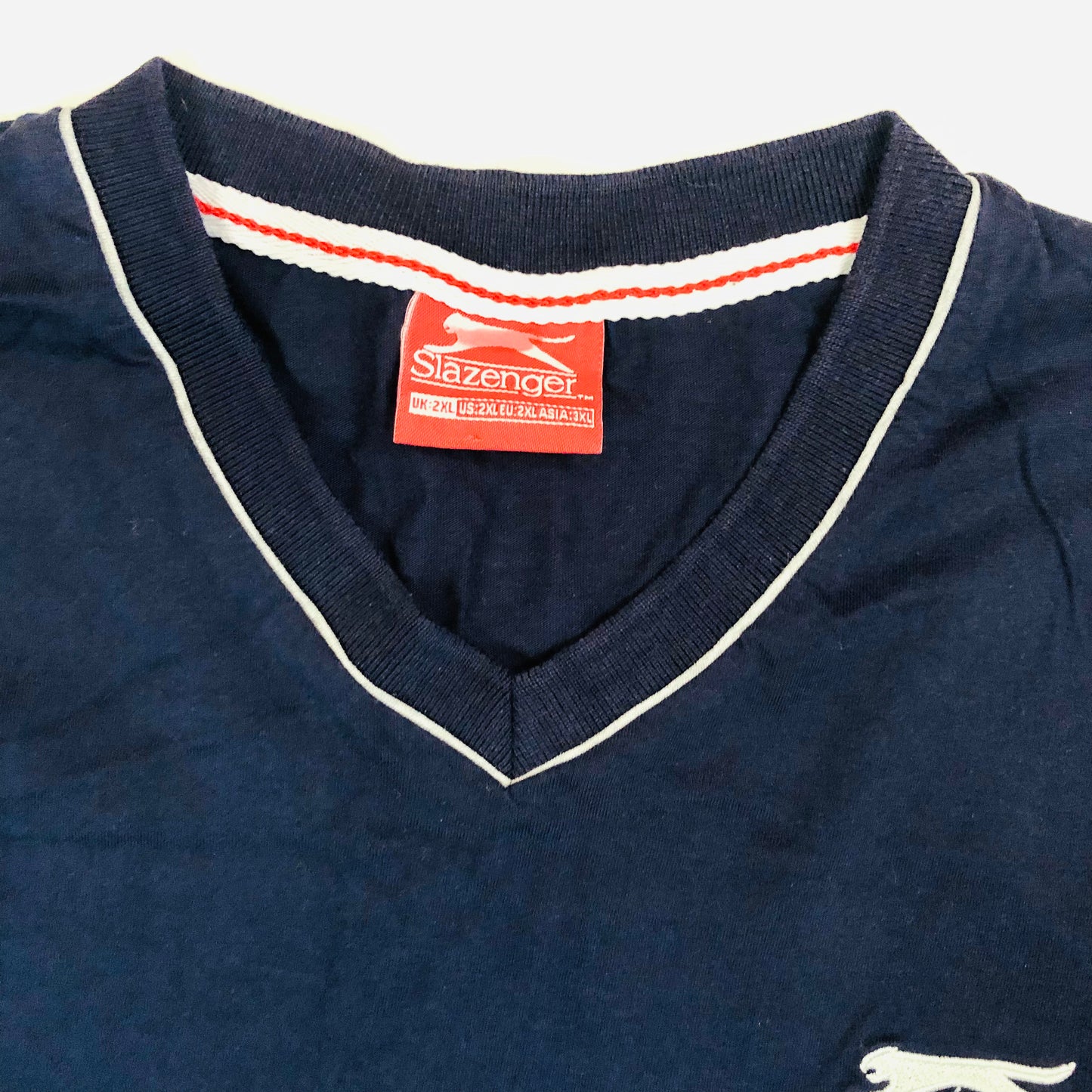 Slazenger Sportswear Men's Navy Blue V-Neck T-Shirt Size XXL 2XL Cotton
