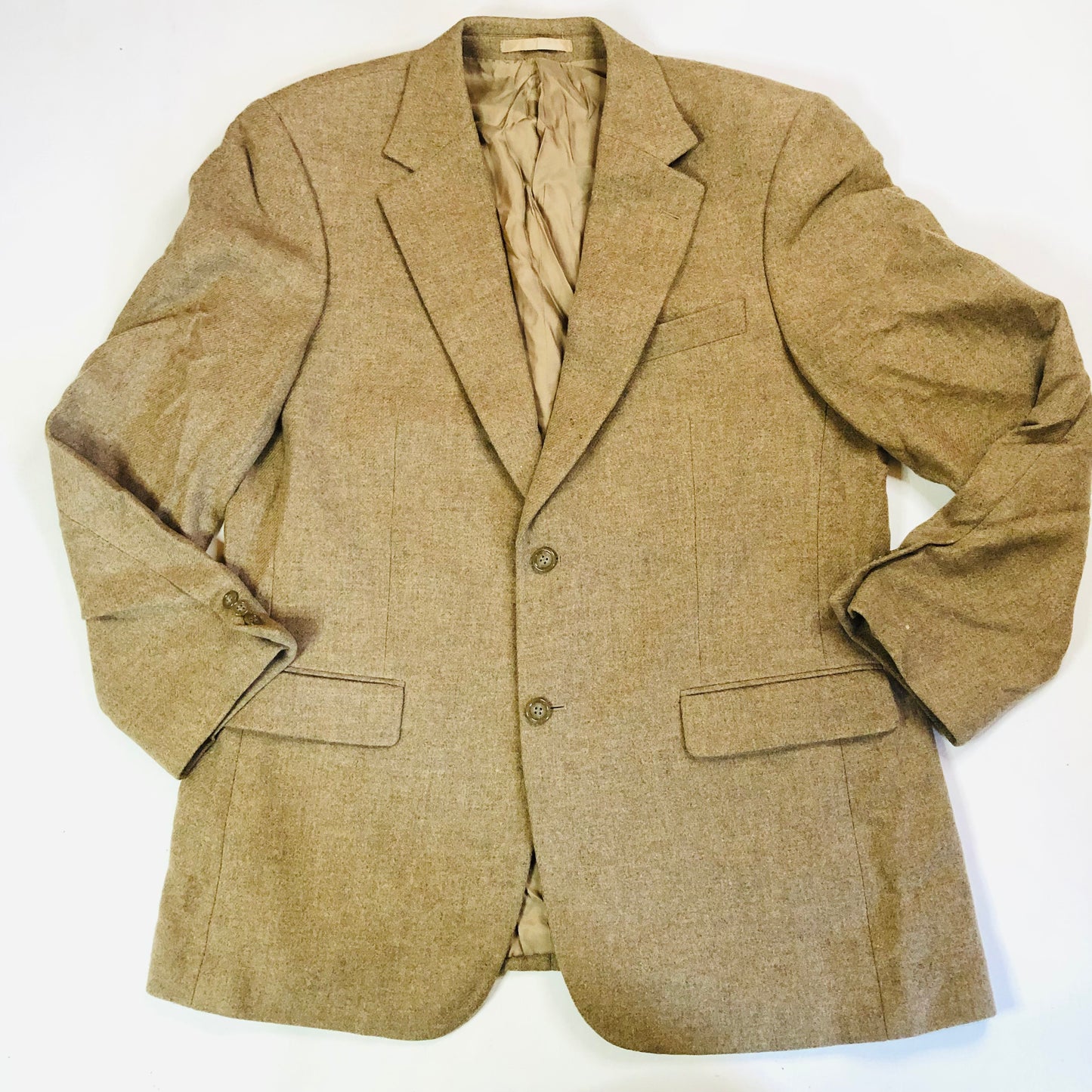 Brook Traverner Tan Tweed 100% Wool Moon Fabrics Men’s Blazer Jacket Size 42R