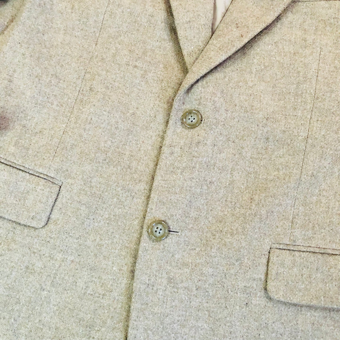 Brook Traverner Tan Tweed 100% Wool Moon Fabrics Men’s Blazer Jacket Size 42R