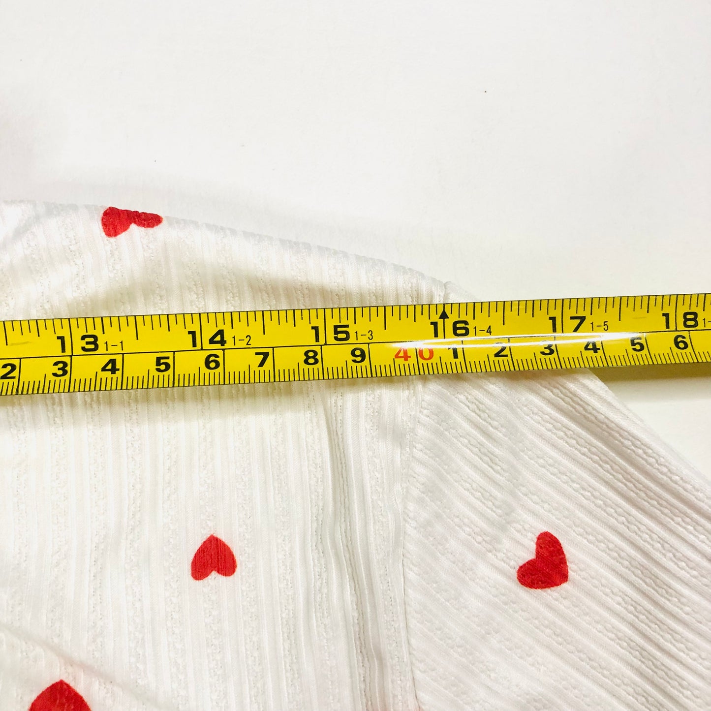 Ladies White & Red Love Heart Lightweight Two Piece Pyjama Set Size XL (UK 14)
