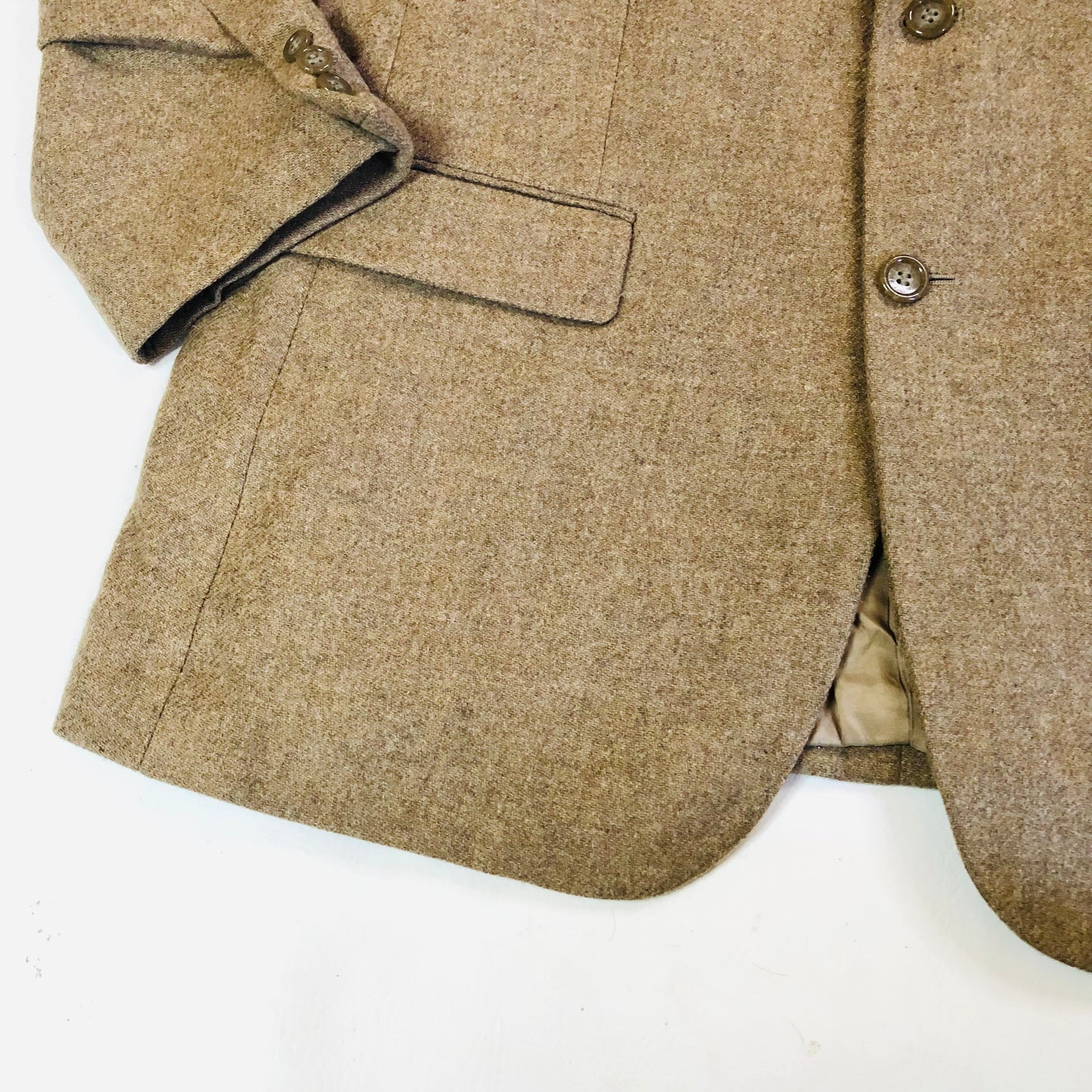 Brook Traverner Tan Tweed 100% Wool Moon Fabrics Men’s Blazer Jacket Size 42R