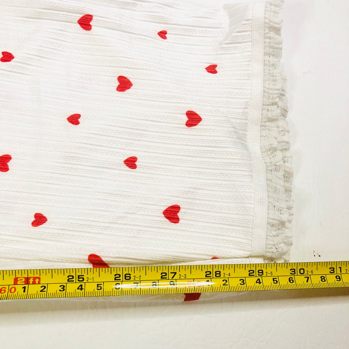 Ladies White & Red Love Heart Lightweight Two Piece Pyjama Set Size XL (UK 14)