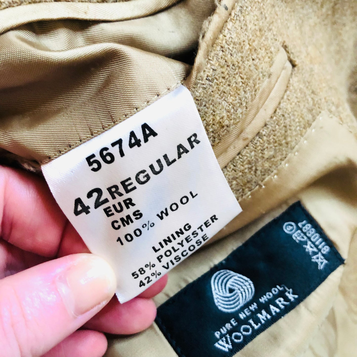 Brook Traverner Tan Tweed 100% Wool Moon Fabrics Men’s Blazer Jacket Size 42R