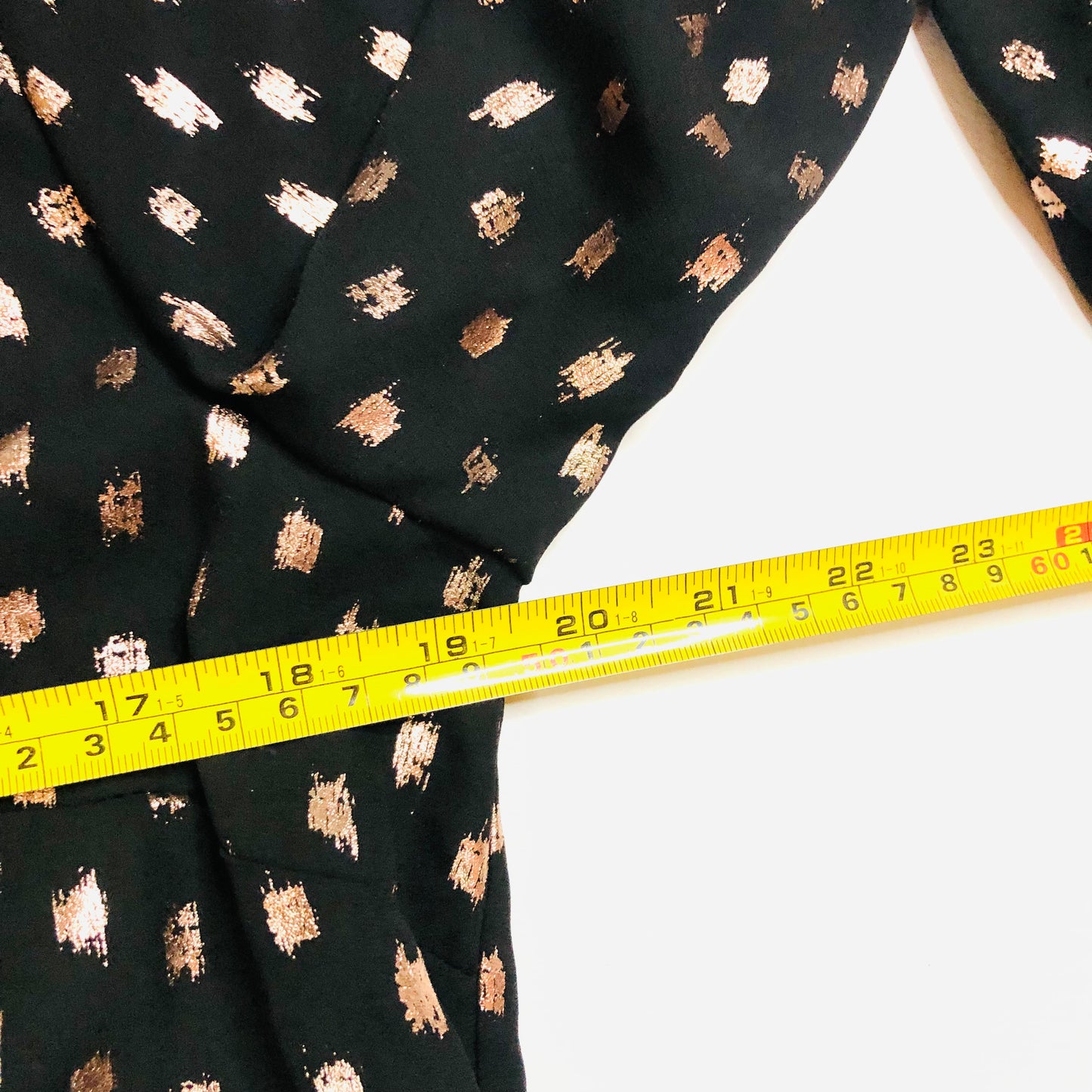 Principles Black & Gold Foil Floaty Chiffon Long Sleeve Blouse Size 12
