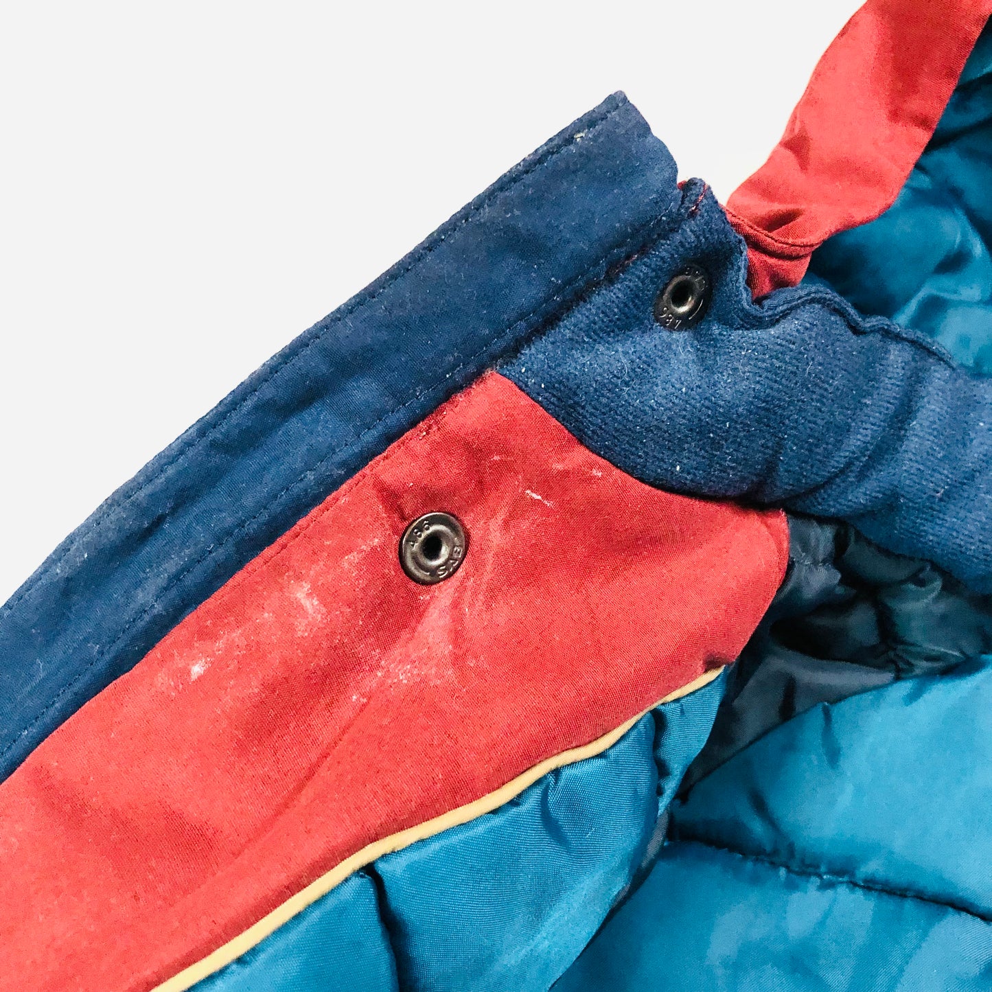 Next Boys Blue Red Beige Colourblock Shower Resistant Padded Parka Coat Age 1.5-2 Years