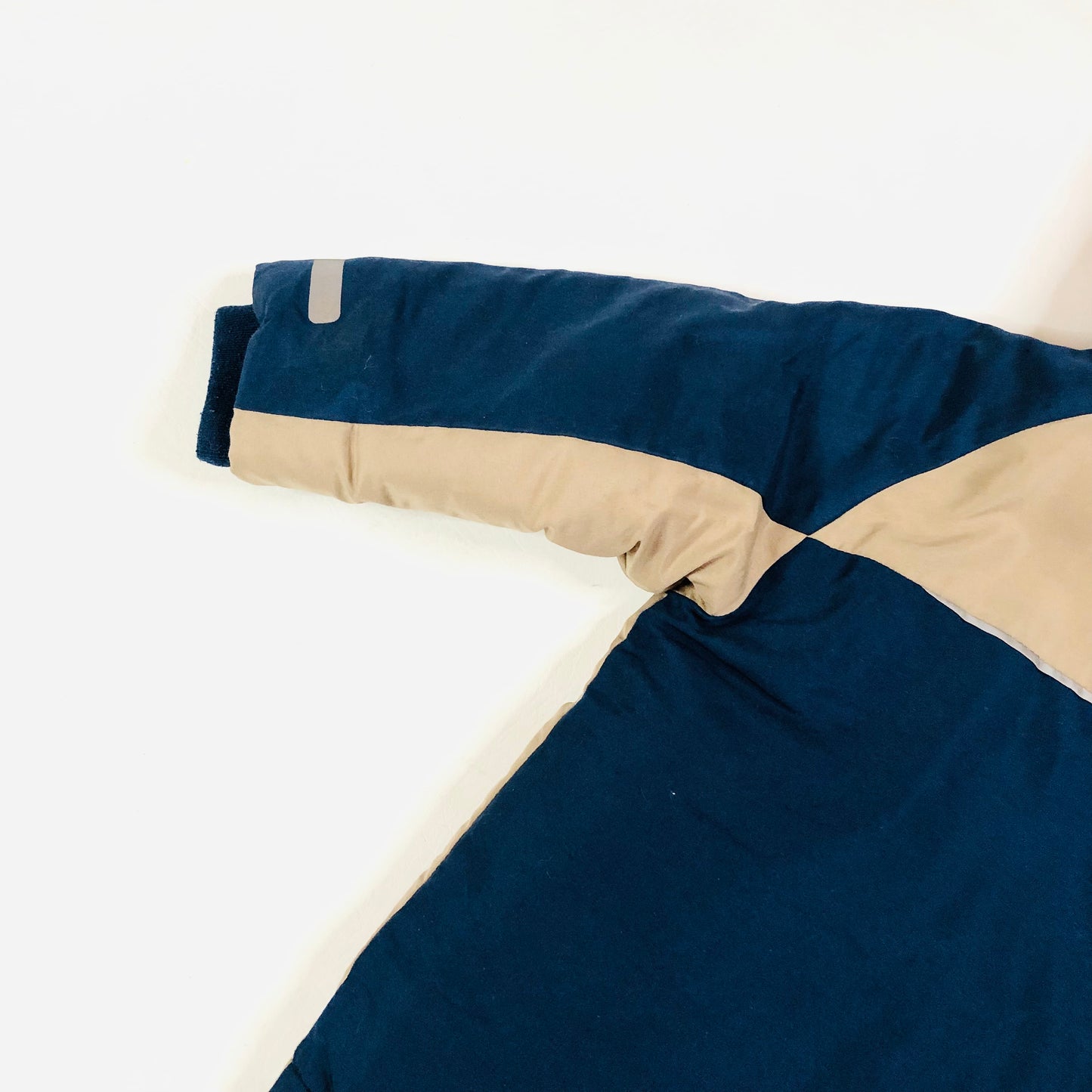 Next Boys Blue Red Beige Colourblock Shower Resistant Padded Parka Coat Age 1.5-2 Years