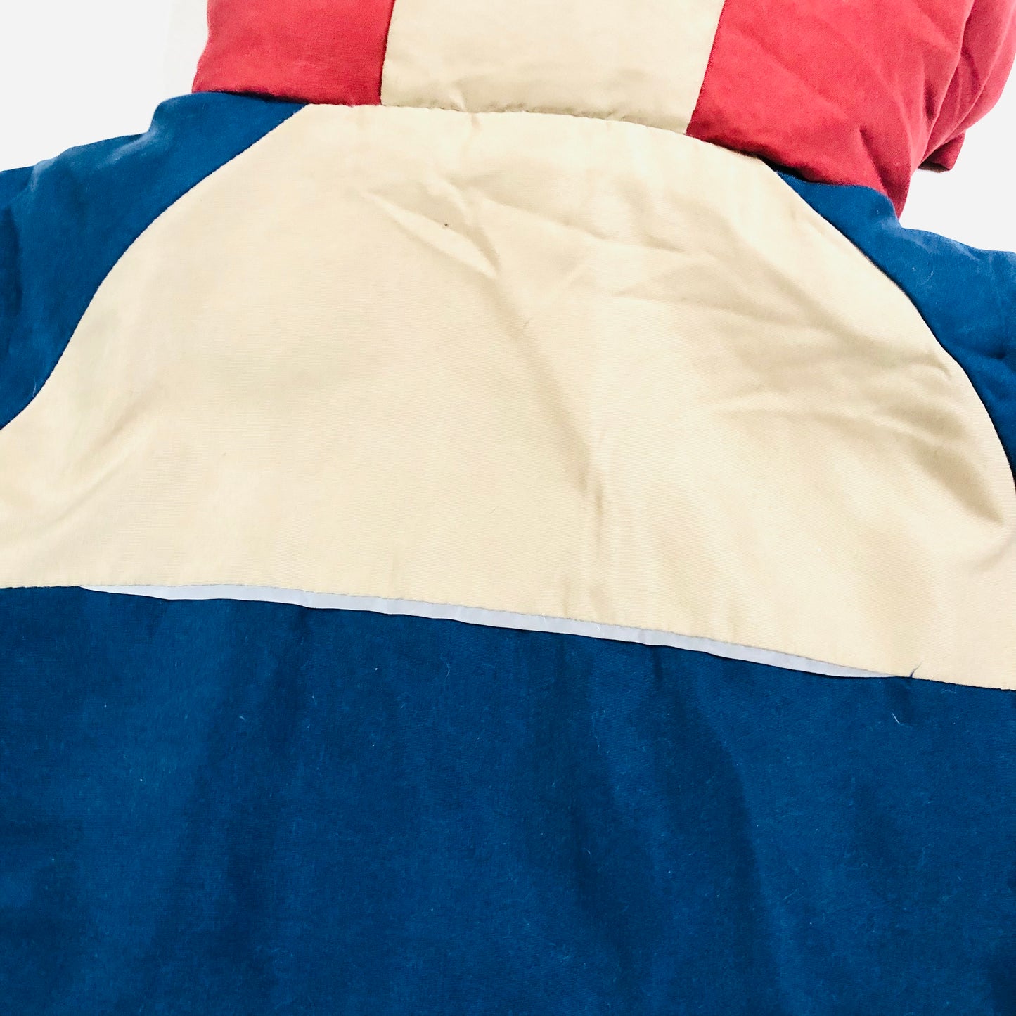 Next Boys Blue Red Beige Colourblock Shower Resistant Padded Parka Coat Age 1.5-2 Years