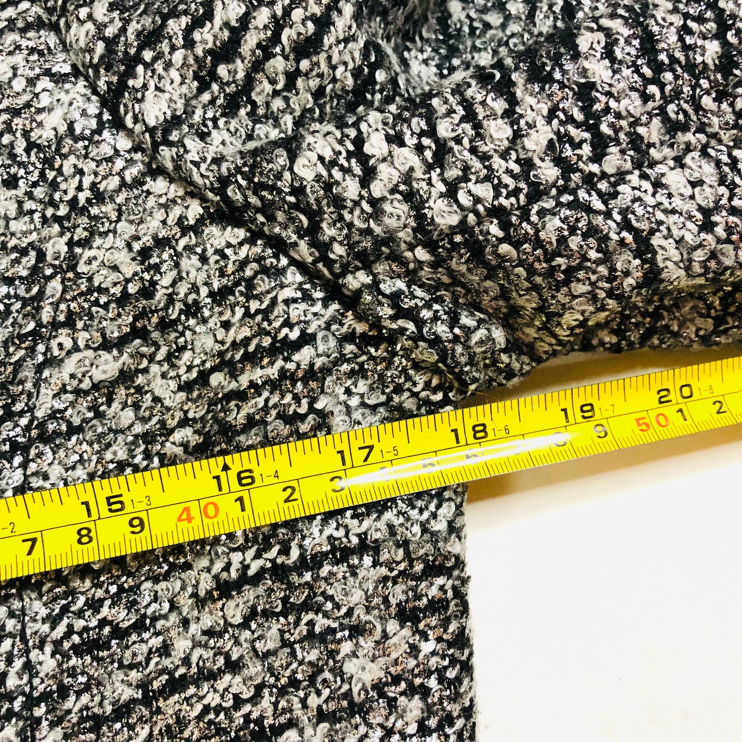 H&M Black White Boucle Knit Lined Offset Full Zip Cuff Zip Jacket Size 38 (UK 10)