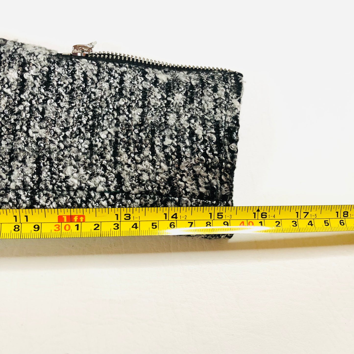 H&M Black White Boucle Knit Lined Offset Full Zip Cuff Zip Jacket Size 38 (UK 10)
