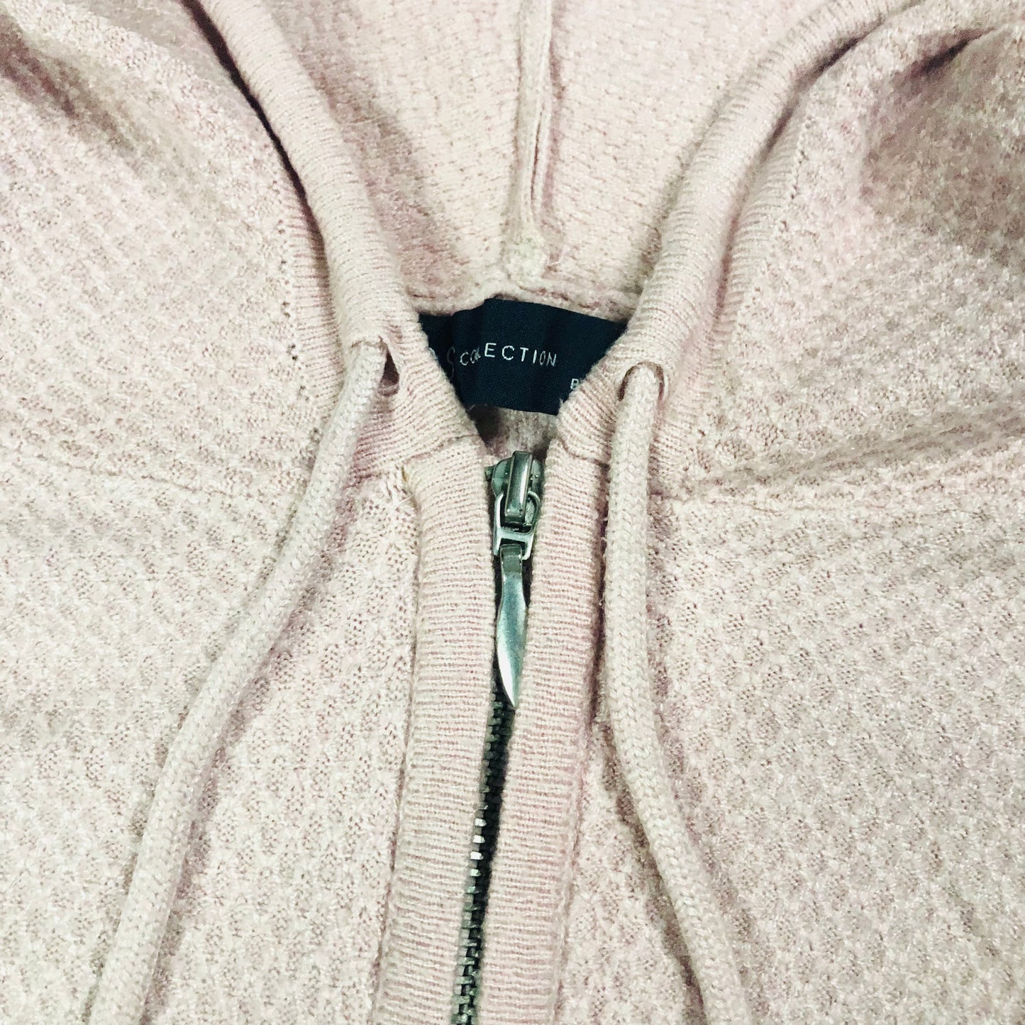 M&S Pink Textured Knit Zip Up Hoodie jacket Cardigan Size XS (UK 8)