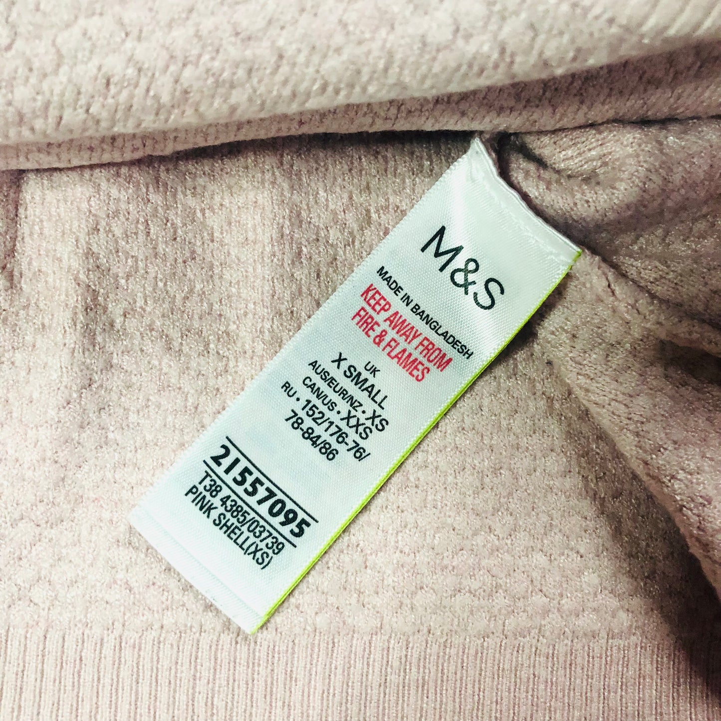 M&S Pink Textured Knit Zip Up Hoodie jacket Cardigan Size XS (UK 8)
