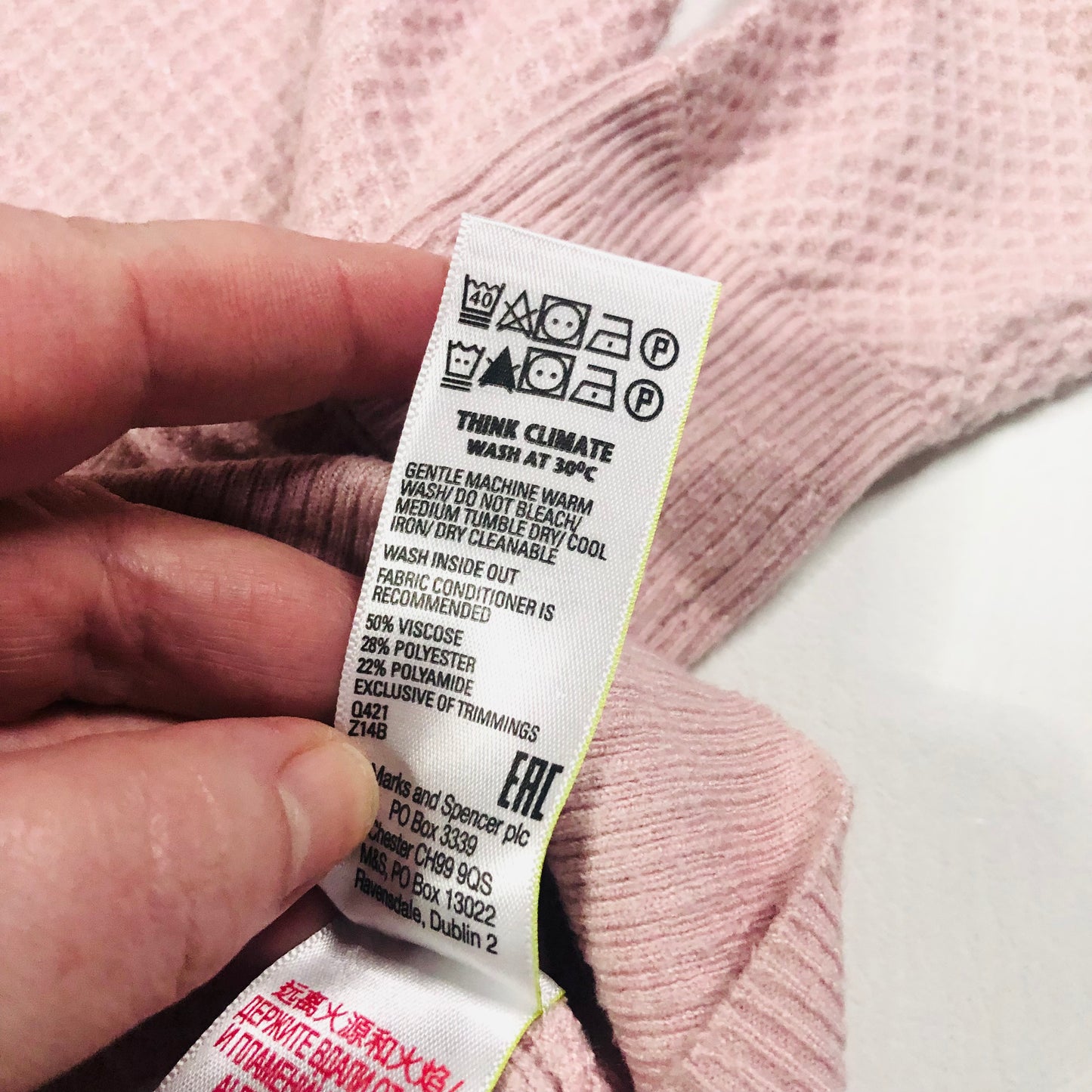 M&S Pink Textured Knit Zip Up Hoodie jacket Cardigan Size XS (UK 8)