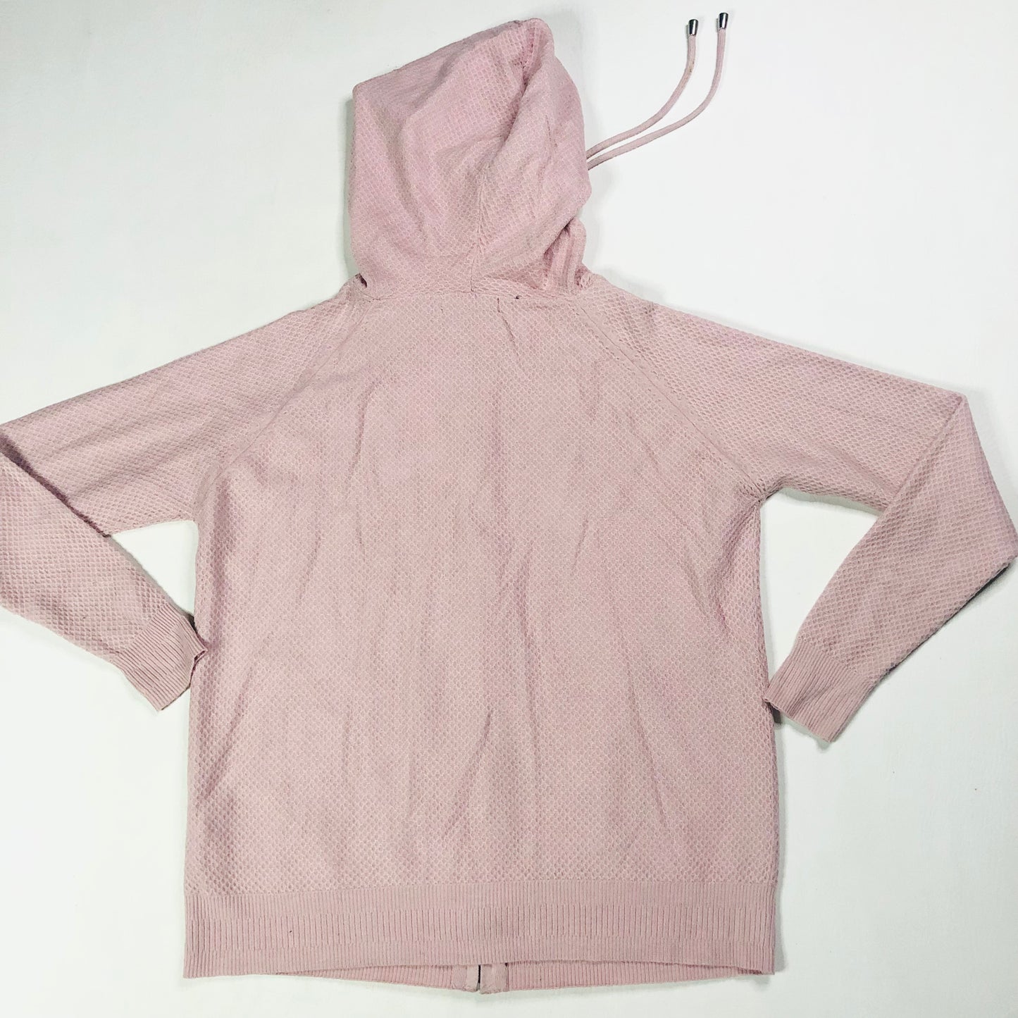 M&S Pink Textured Knit Zip Up Hoodie jacket Cardigan Size XS (UK 8)