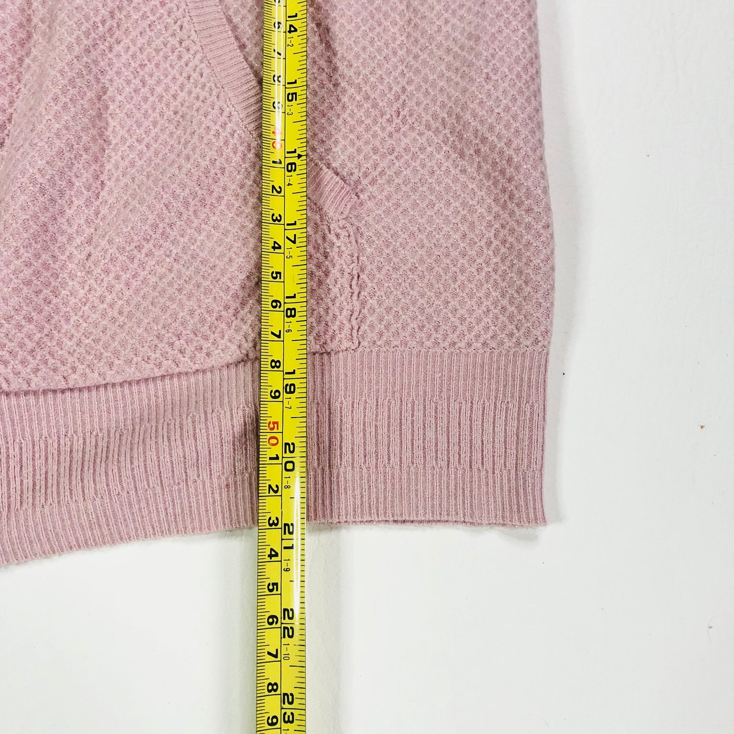M&S Pink Textured Knit Zip Up Hoodie jacket Cardigan Size XS (UK 8)