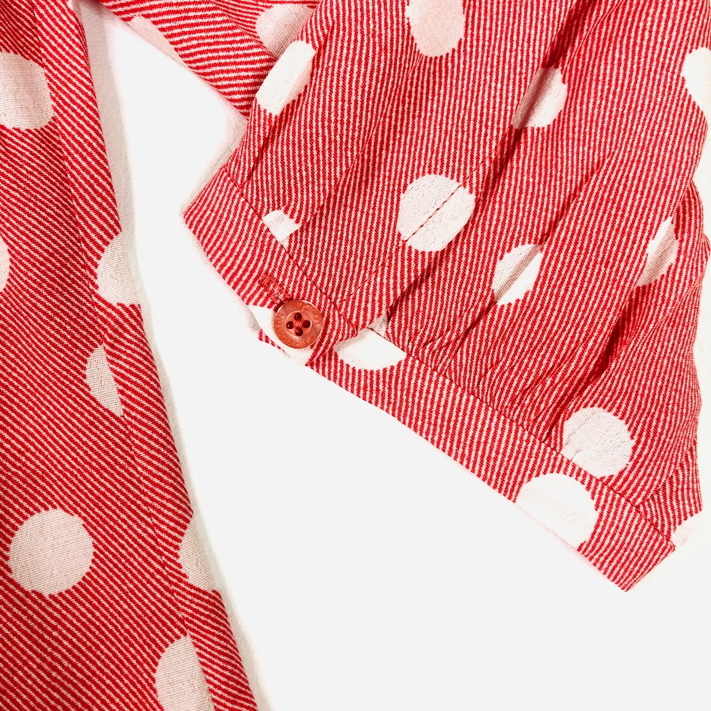 Cath Kidston London Red/pink Dropped Hem Button Spot A-Line Dress Size UK 10 NEW