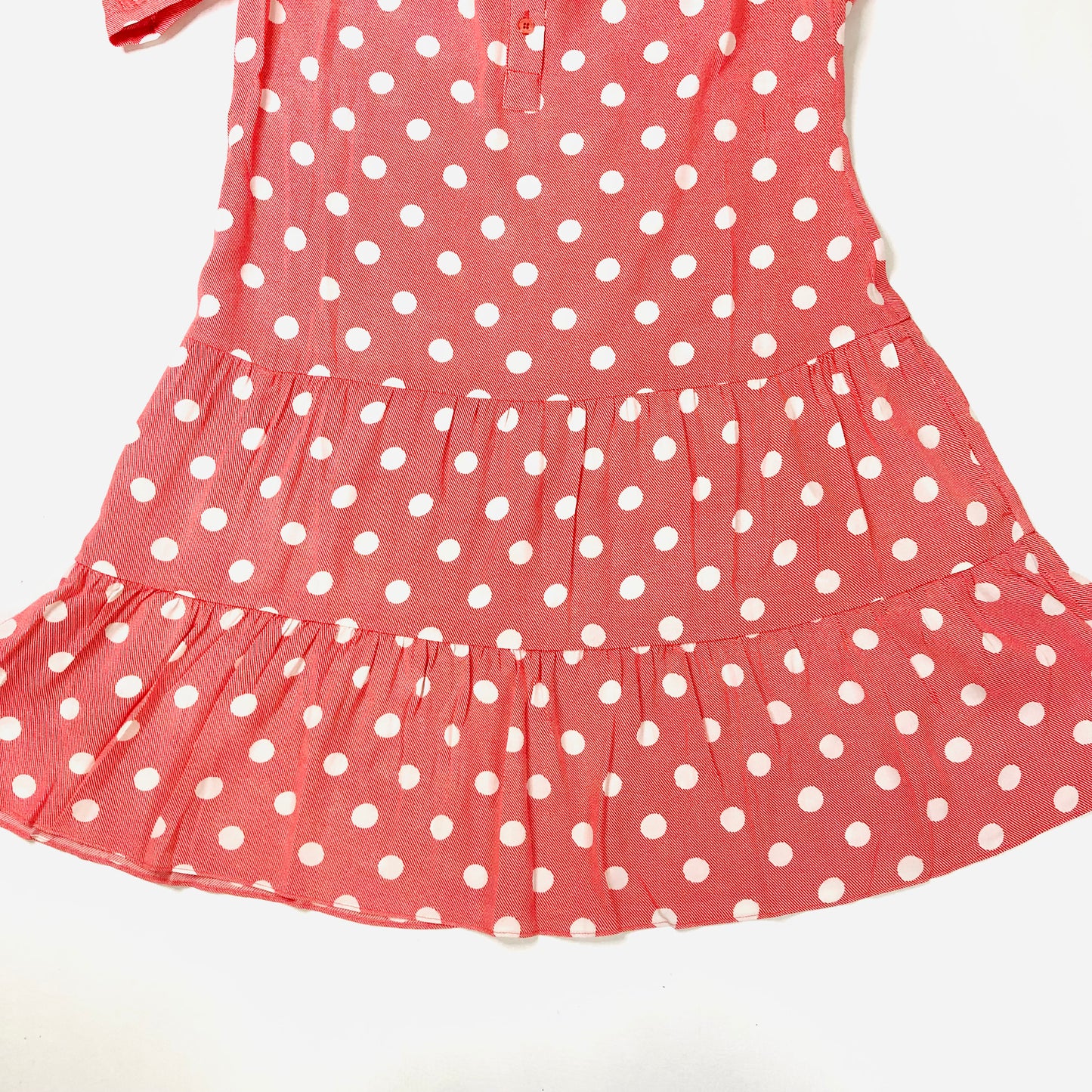 Cath Kidston London Red/pink Dropped Hem Button Spot A-Line Dress Size UK 10 NEW