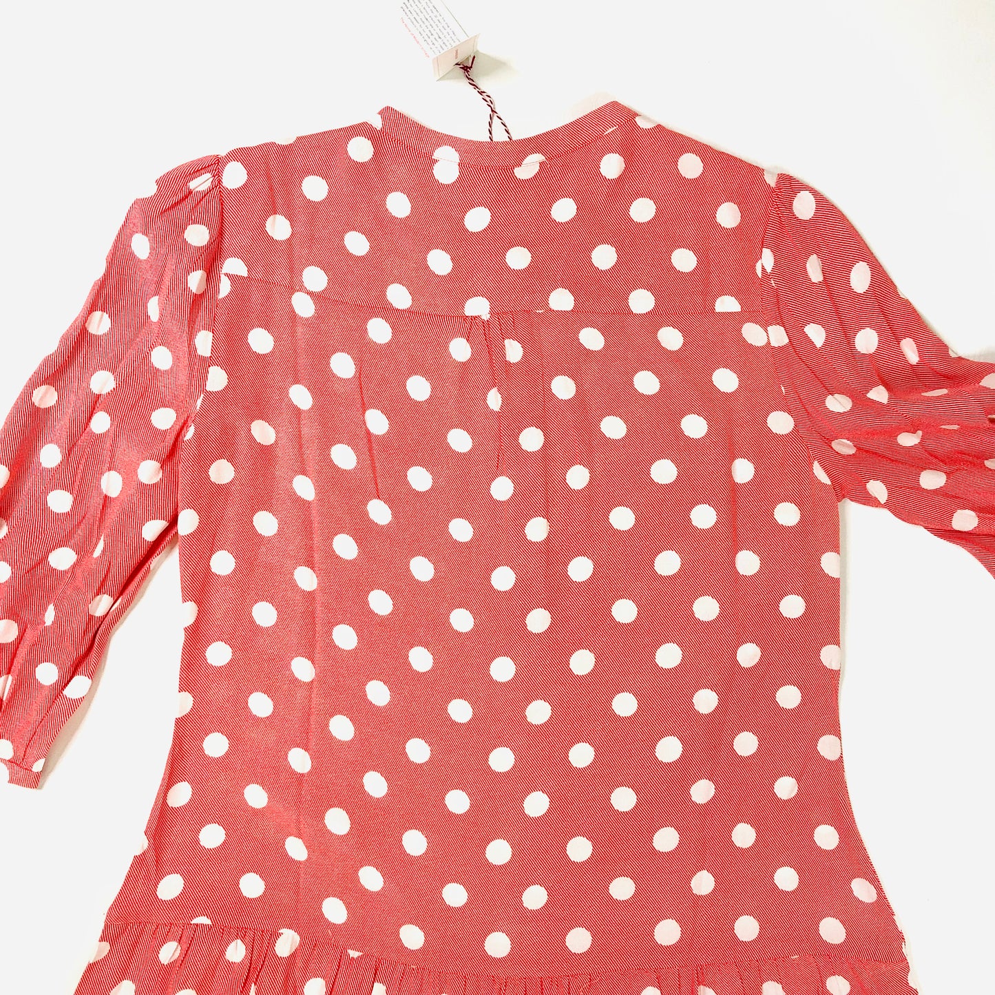 Cath Kidston London Red/pink Dropped Hem Button Spot A-Line Dress Size UK 10 NEW