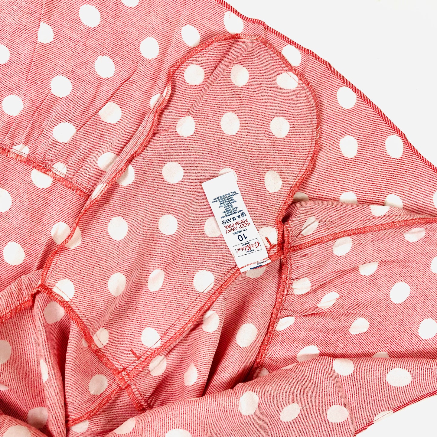 Cath Kidston London Red/pink Dropped Hem Button Spot A-Line Dress Size UK 10 NEW