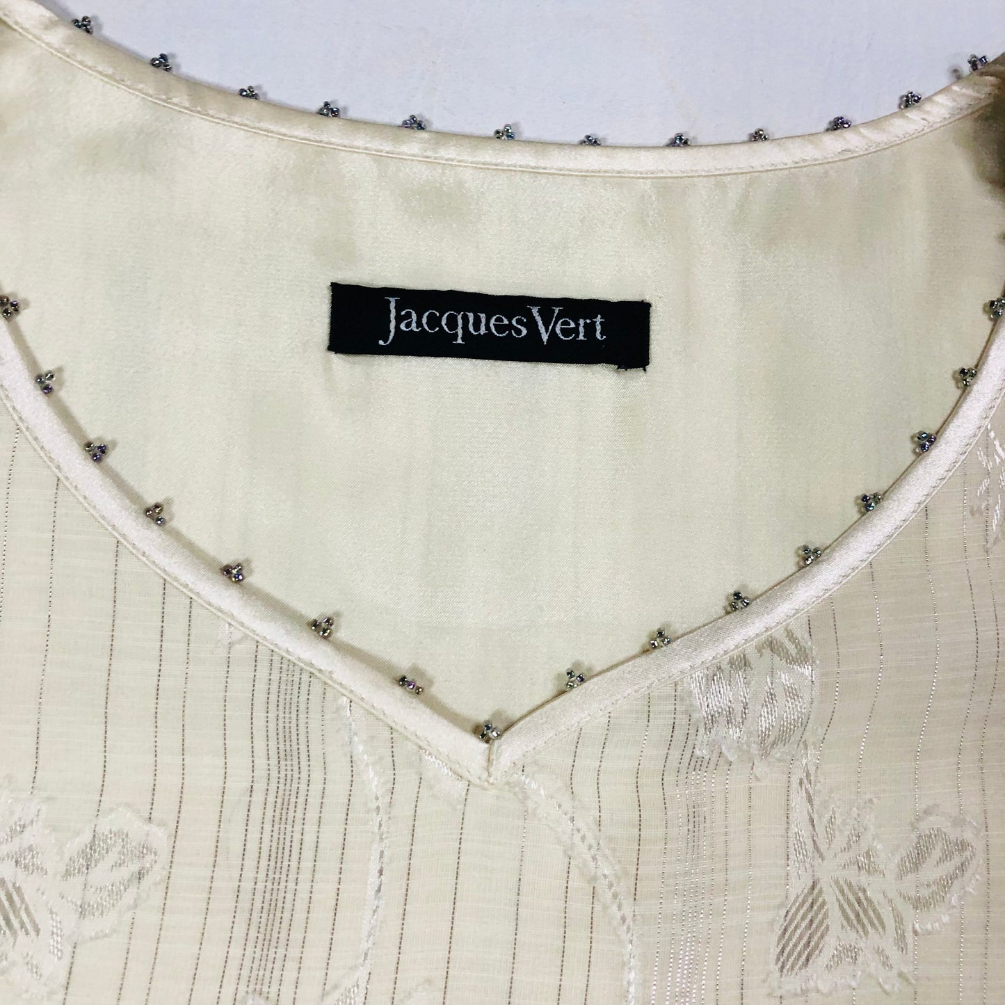 Jacques Vert Cream Blouse – Size 14 – Elegant Occasion Wear Top Short Sleeve