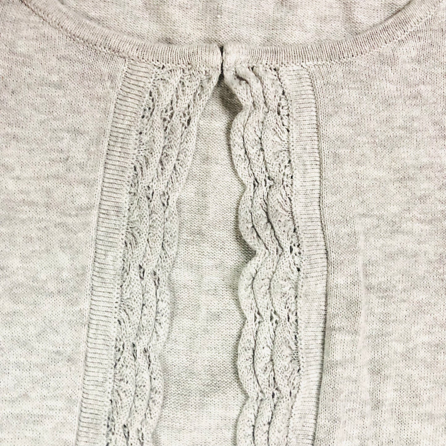 Laura Ashley Light Grey 100% Cotton Lightweight Open Cardigan Lace Trim Size 14