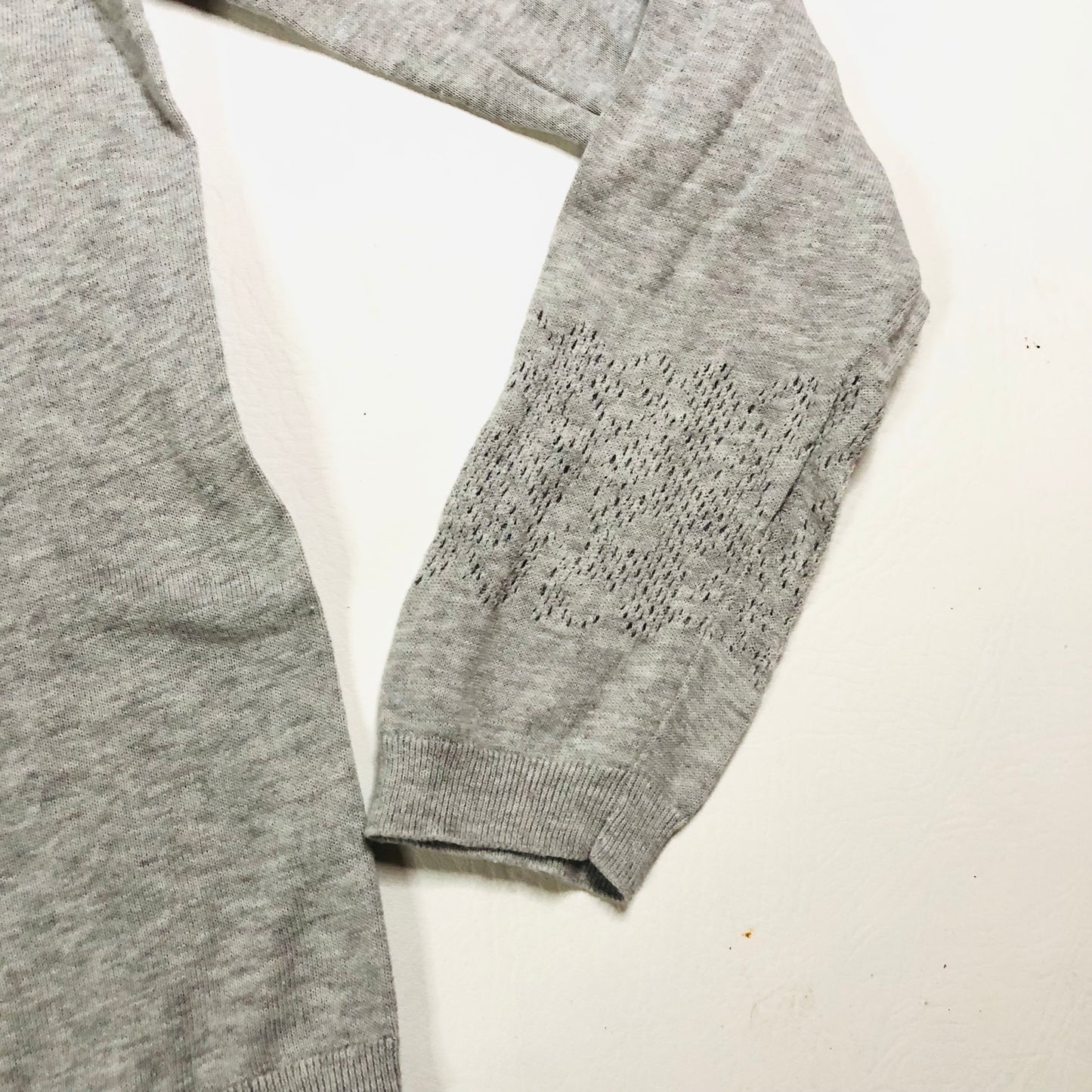 Laura Ashley Light Grey 100% Cotton Lightweight Open Cardigan Lace Trim Size 14