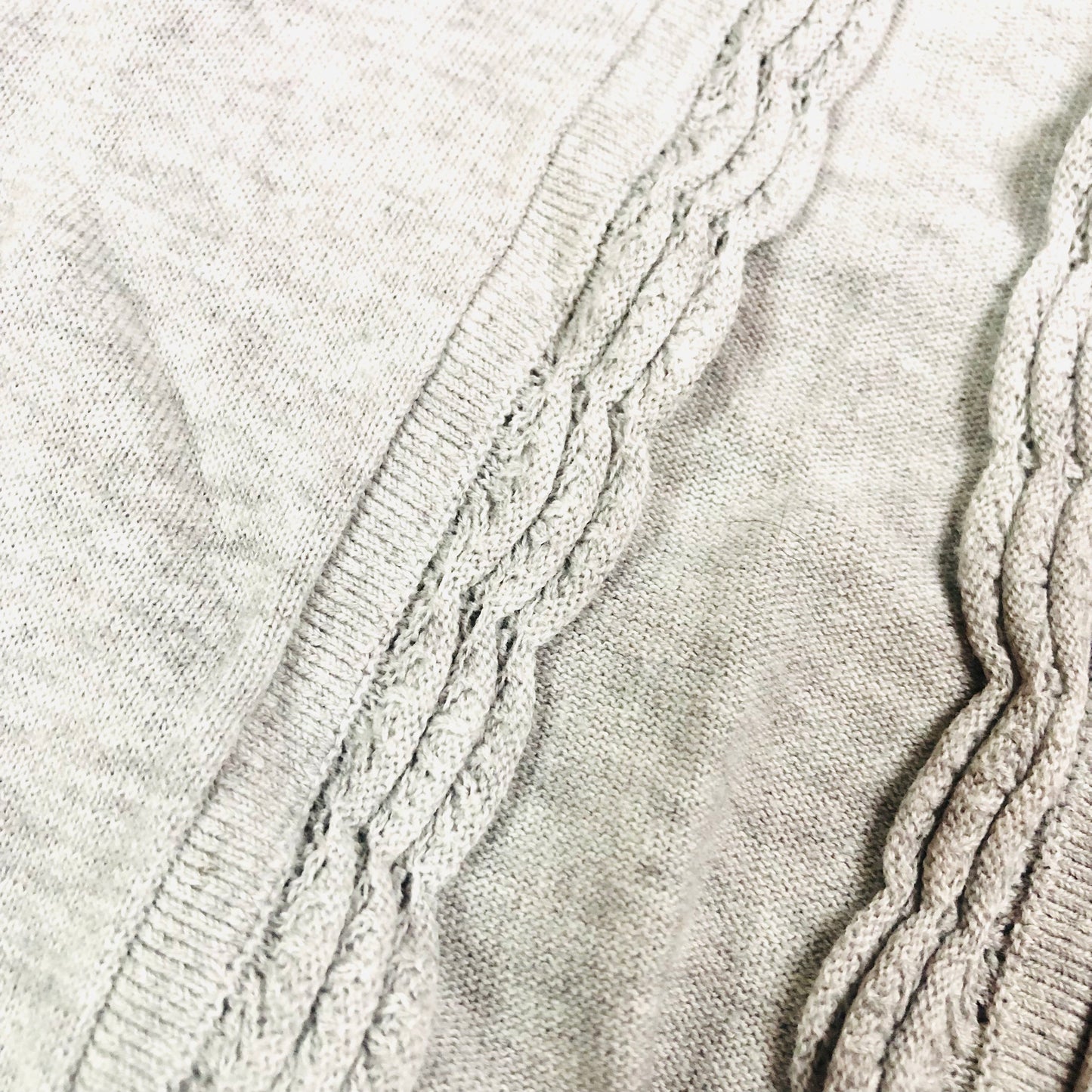Laura Ashley Light Grey 100% Cotton Lightweight Open Cardigan Lace Trim Size 14