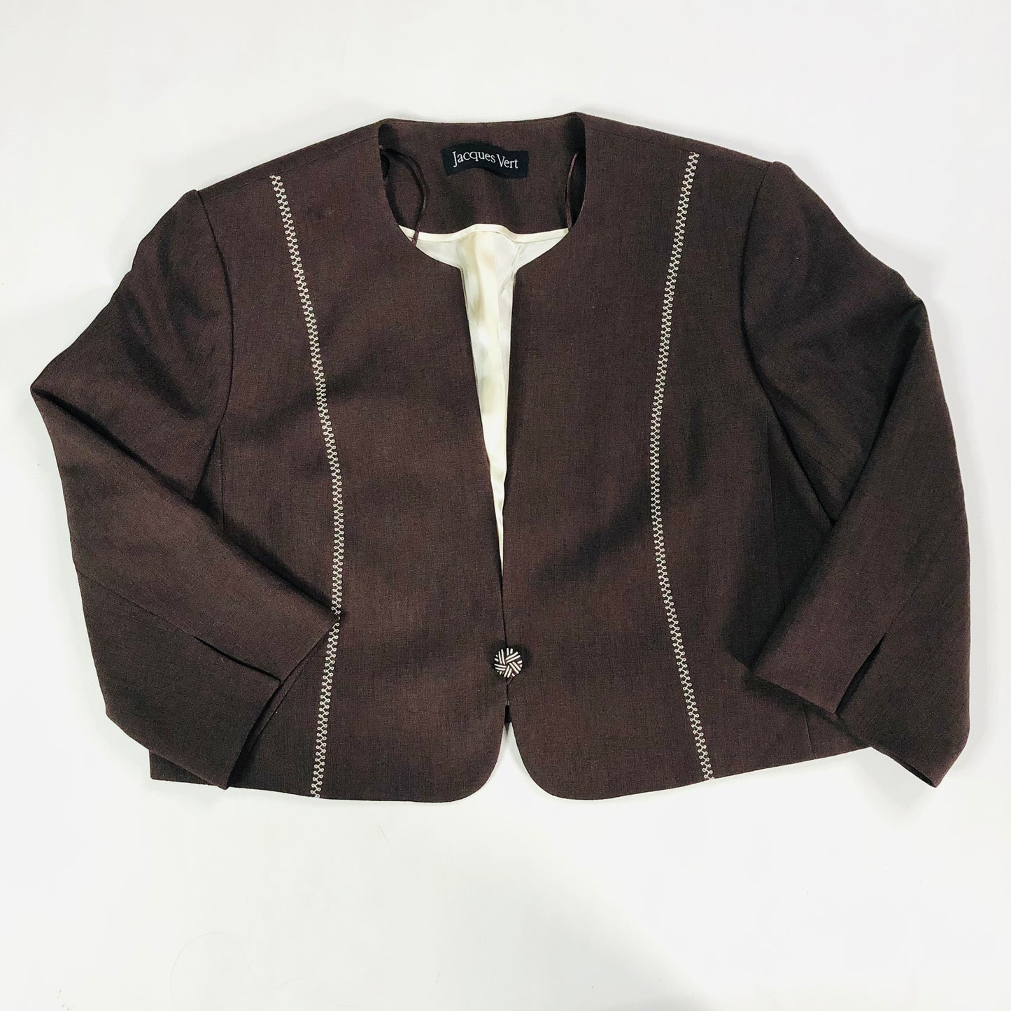 Jacques Vert Chocolate Brown Two Piece Ladies Suit Midi Skirt & Jacket Size 16