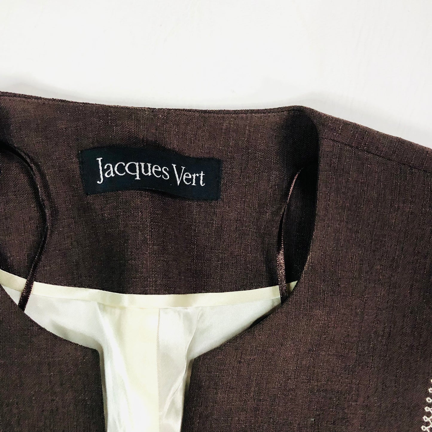 Jacques Vert Chocolate Brown Two Piece Ladies Suit Midi Skirt & Jacket Size 16