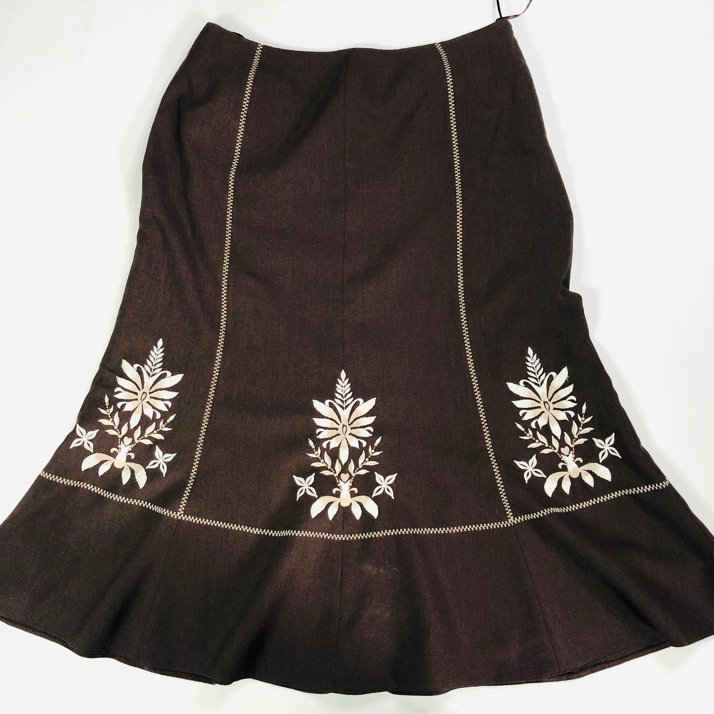 Jacques Vert Chocolate Brown Two Piece Ladies Suit Midi Skirt & Jacket Size 16
