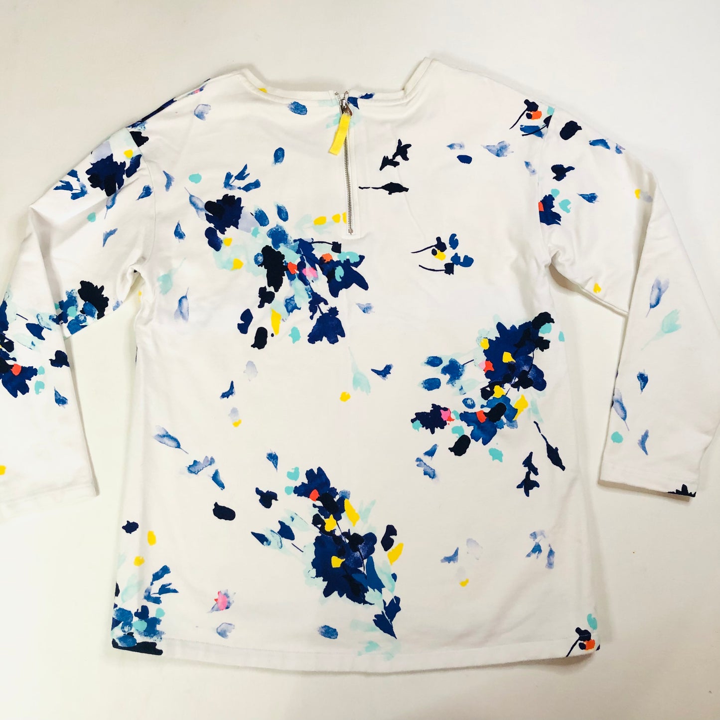 Joules Clemence Cotton White Casual Sweatshirt With Blue Floral Bloom Size 14