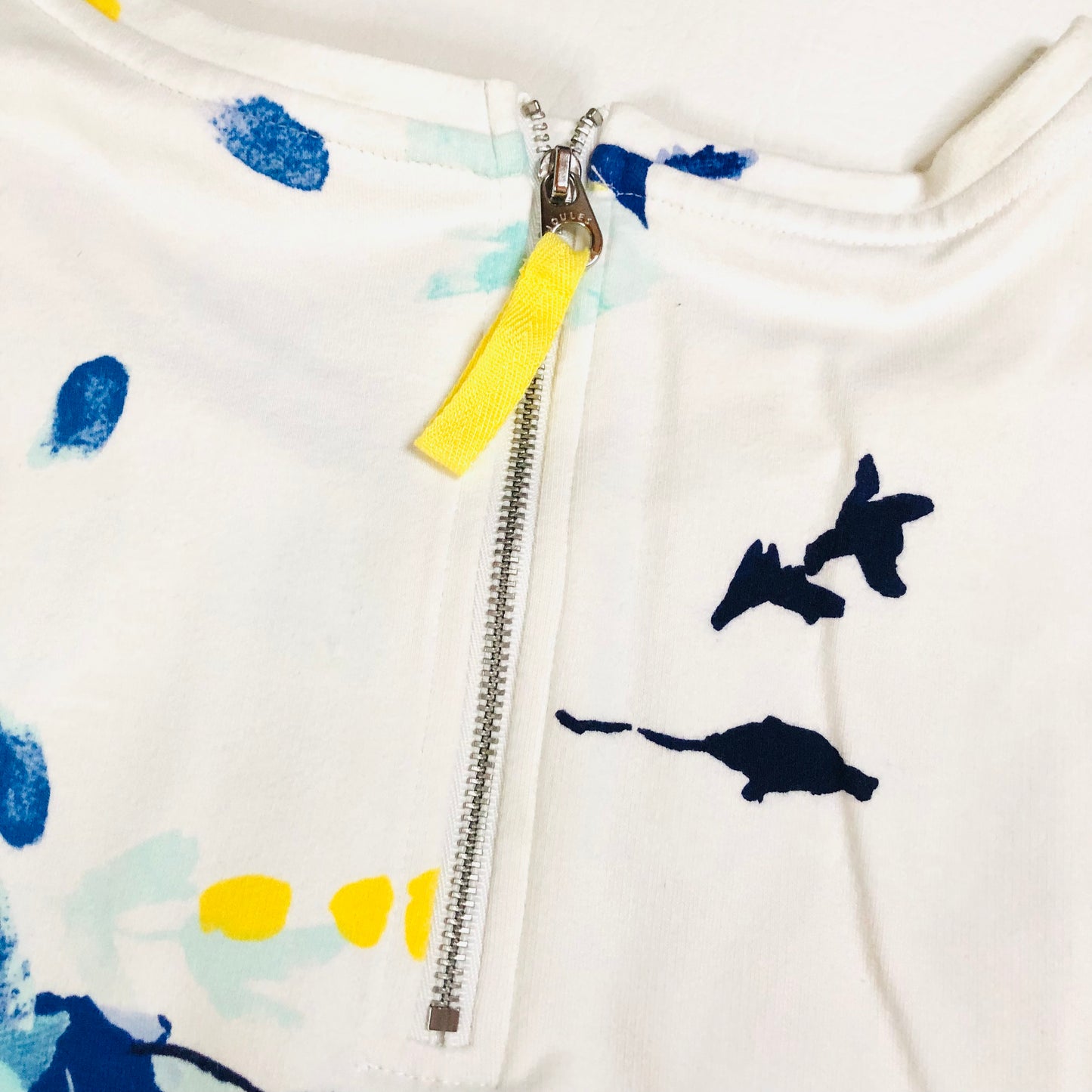 Joules Clemence Cotton White Casual Sweatshirt With Blue Floral Bloom Size 14