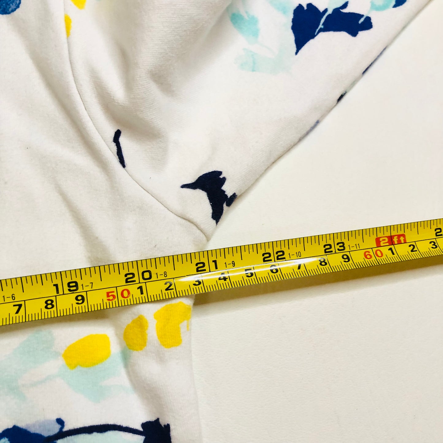 Joules Clemence Cotton White Casual Sweatshirt With Blue Floral Bloom Size 14