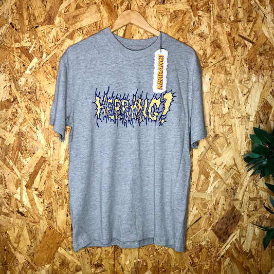Kerrang! Grey Cotton Blend T-shirt Graphic Print Front & Back Size Medium NEW
