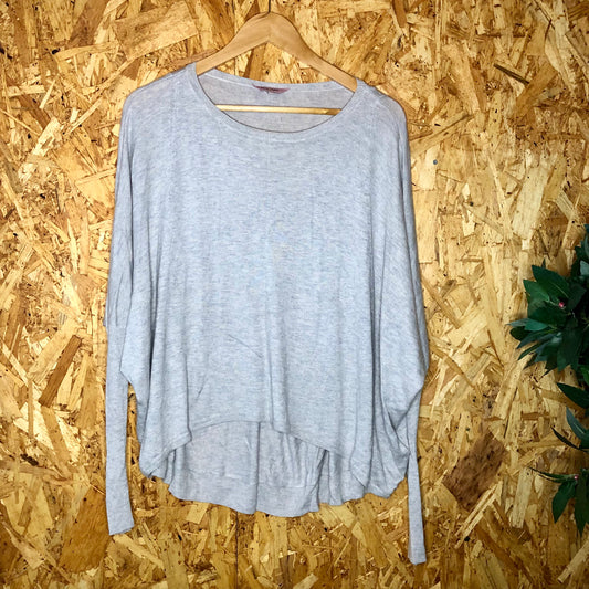 Phase Eight Loose-Fit Grey Wool Blend Tight Knit Batwing Sleeve Top Size XS