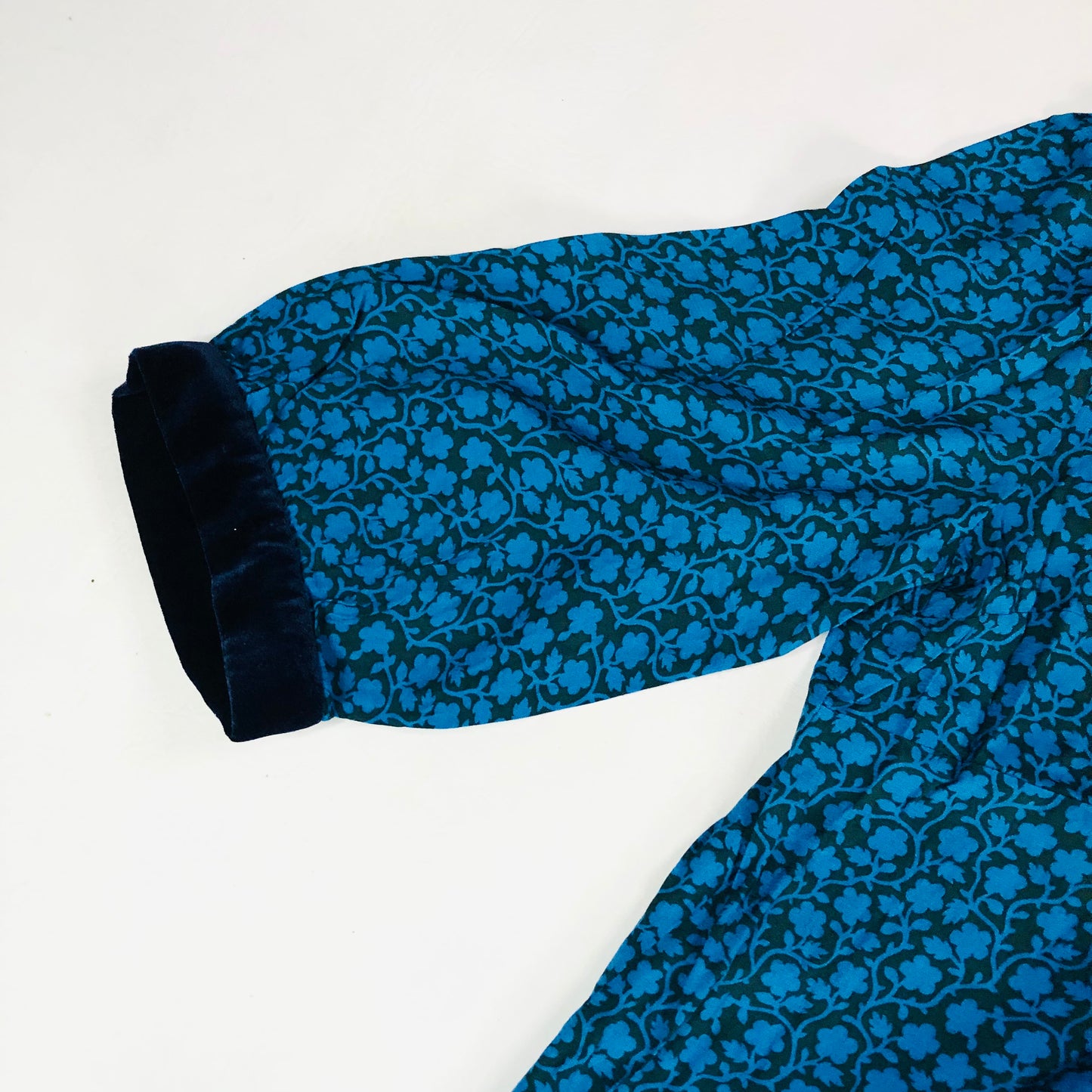 Boden Teal & Black Annabelle Velvet Trim Top 3/4 Sleeves Size UK 16