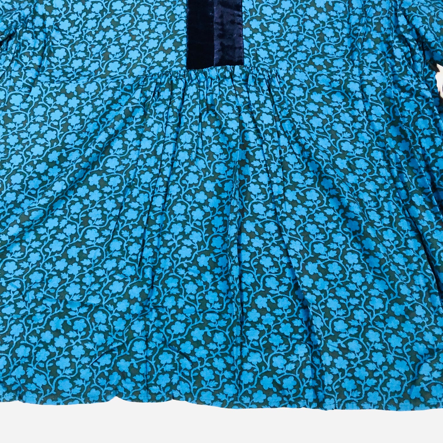 Boden Teal & Black Annabelle Velvet Trim Top 3/4 Sleeves Size UK 16