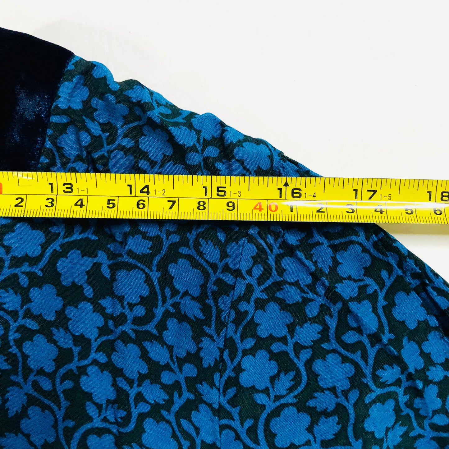 Boden Teal & Black Annabelle Velvet Trim Top 3/4 Sleeves Size UK 16