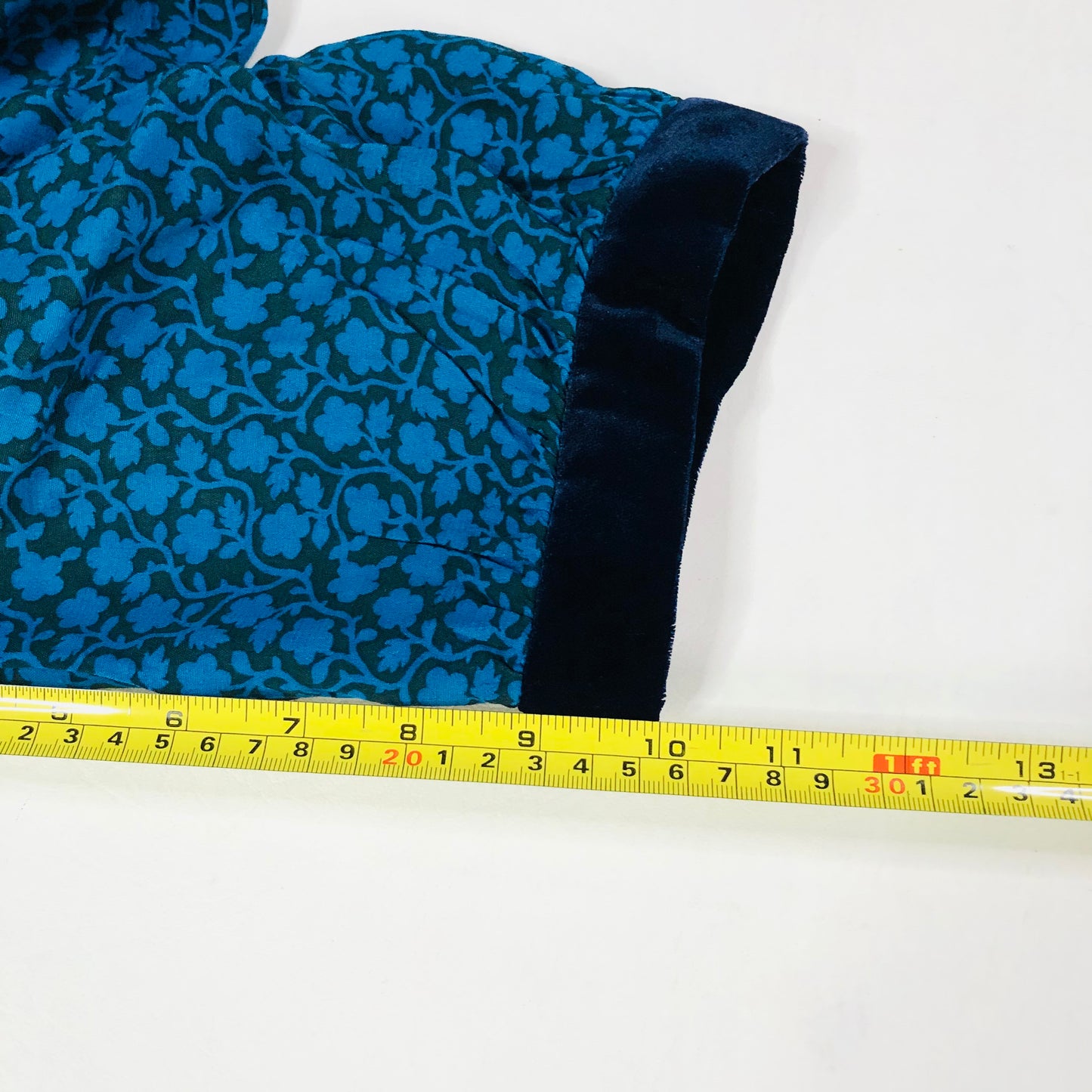 Boden Teal & Black Annabelle Velvet Trim Top 3/4 Sleeves Size UK 16