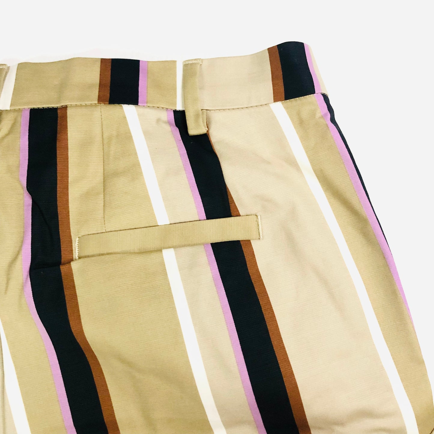 Marks and Spencer Mia Slim Beige Striped 7/8th Cropped Trousers Size 16 Short