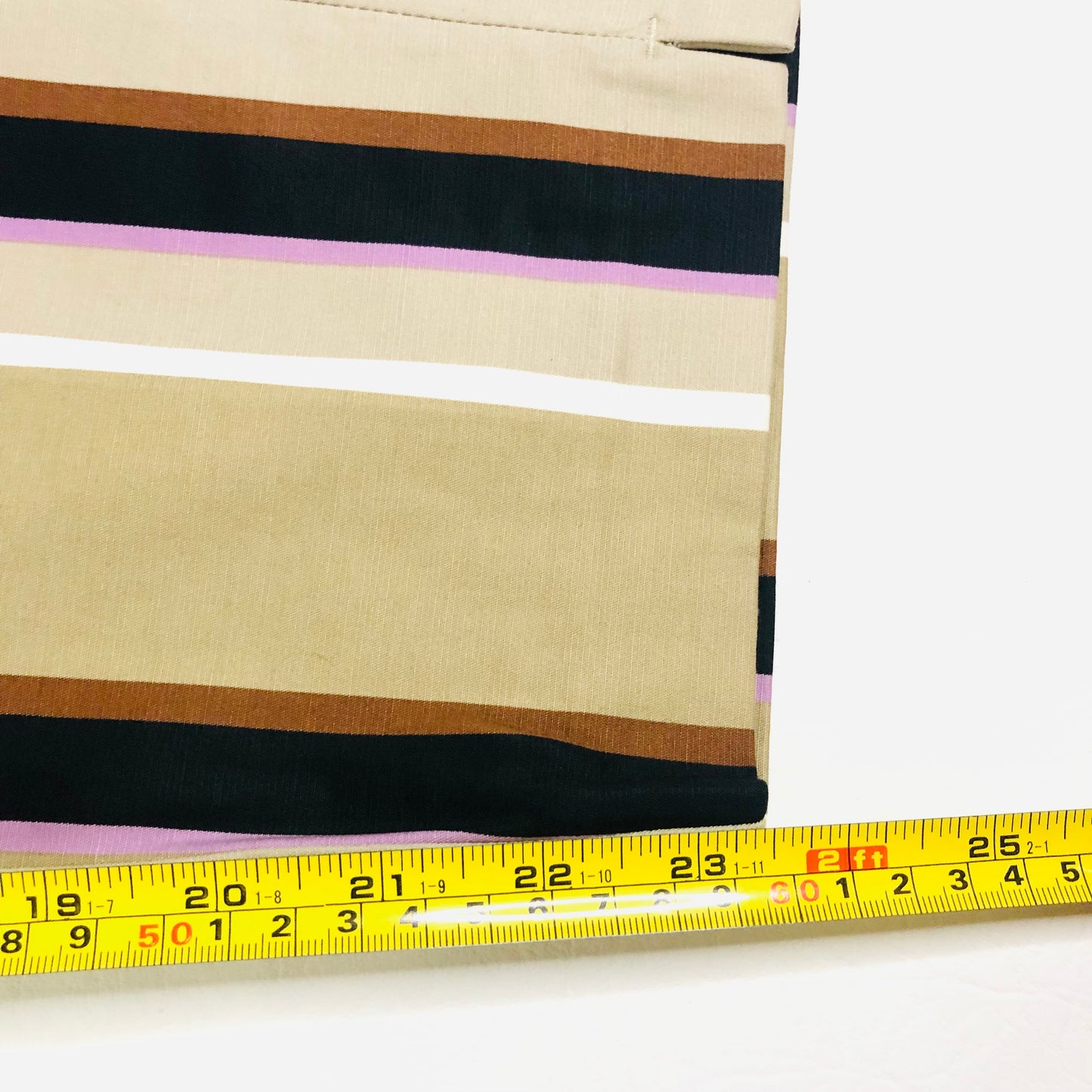 Marks and Spencer Mia Slim Beige Striped 7/8th Cropped Trousers Size 16 Short