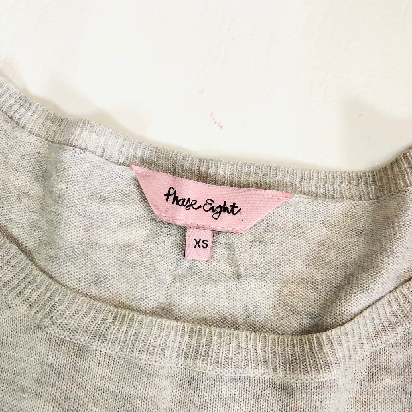 Phase Eight Loose-Fit Grey Wool Blend Tight Knit Batwing Sleeve Top Size XS