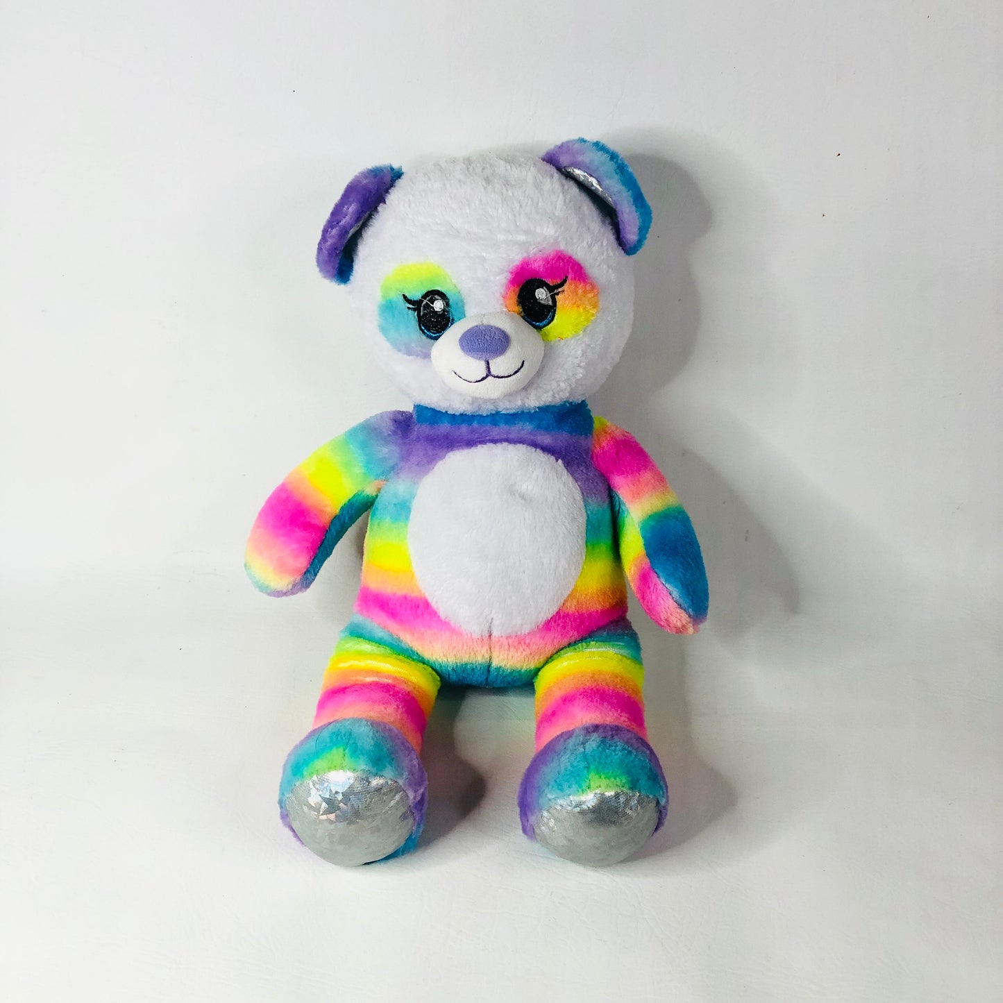 Build-A-Bear BAB Rainbow Panda Bear Plush Stuffed Animal Retired Soft Toy