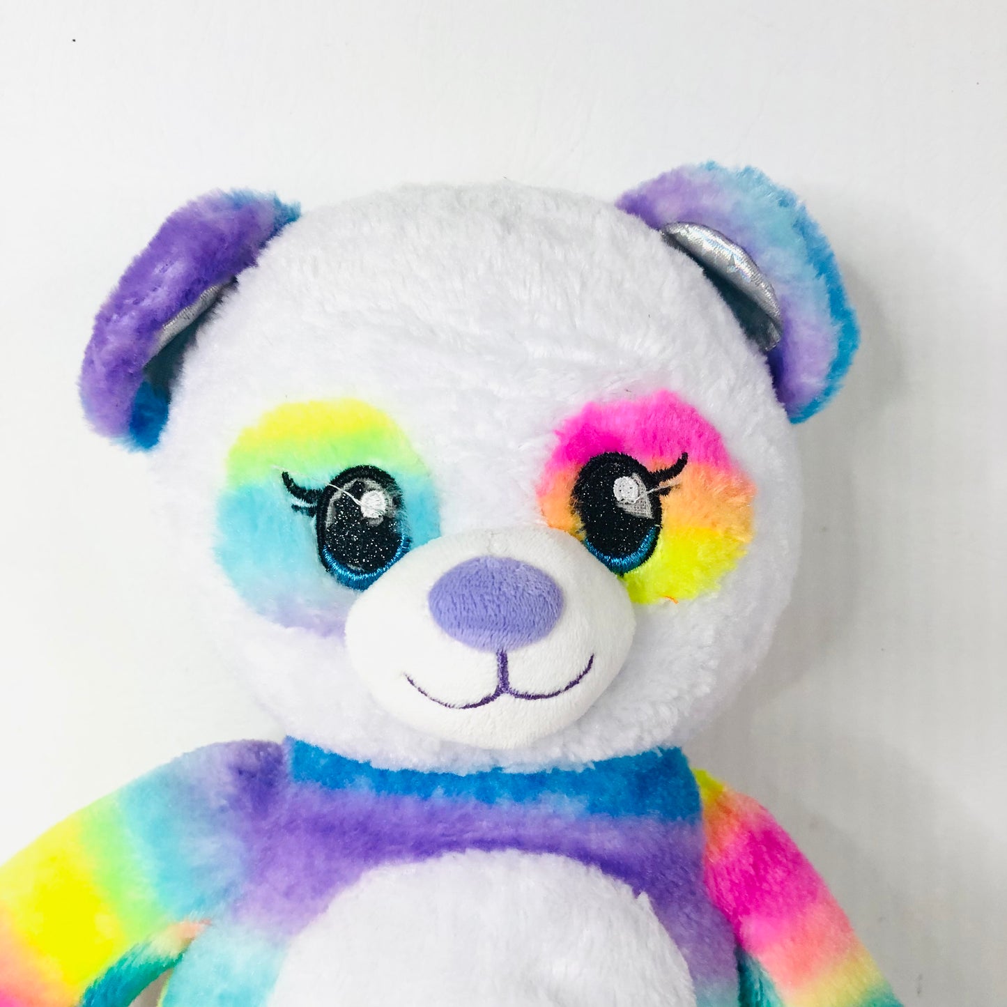 Build-A-Bear BAB Rainbow Panda Bear Plush Stuffed Animal Retired Soft Toy